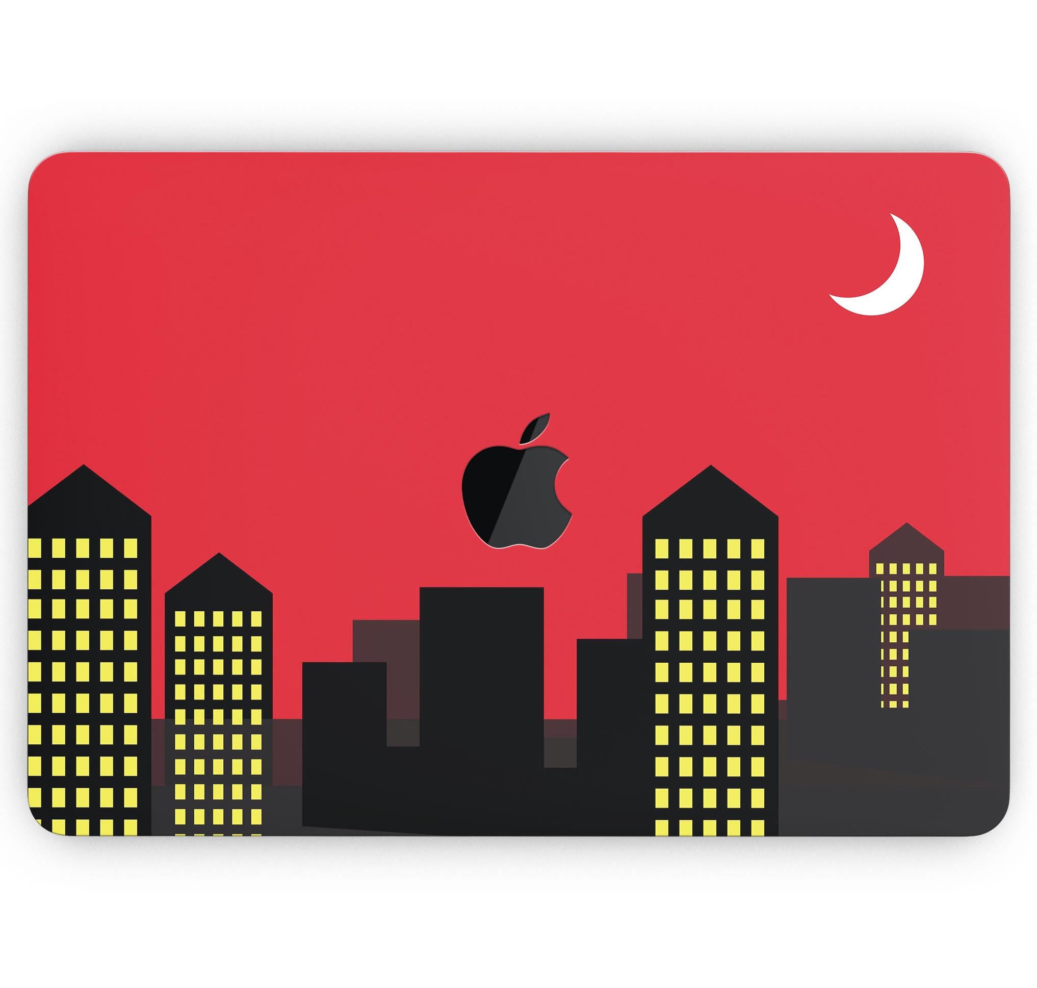 Comic Book City Red Skin Decal Wrap Kit for Apple MacBook, showcasing vibrant comic book design and premium vinyl material.