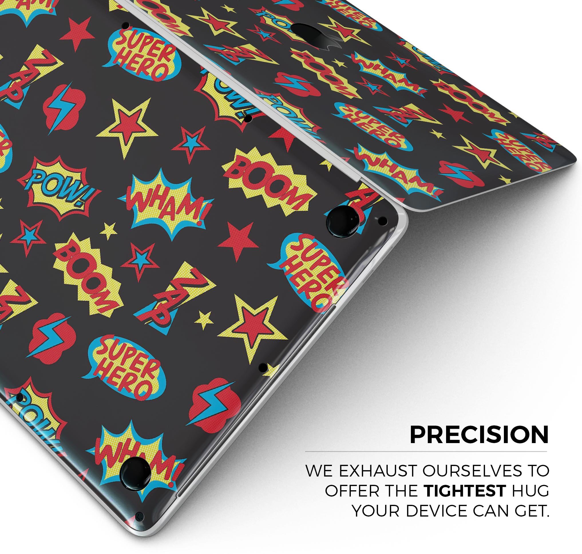 Stylish Comic Series skinz for Apple MacBook Pro, showcasing vibrant comic book designs.