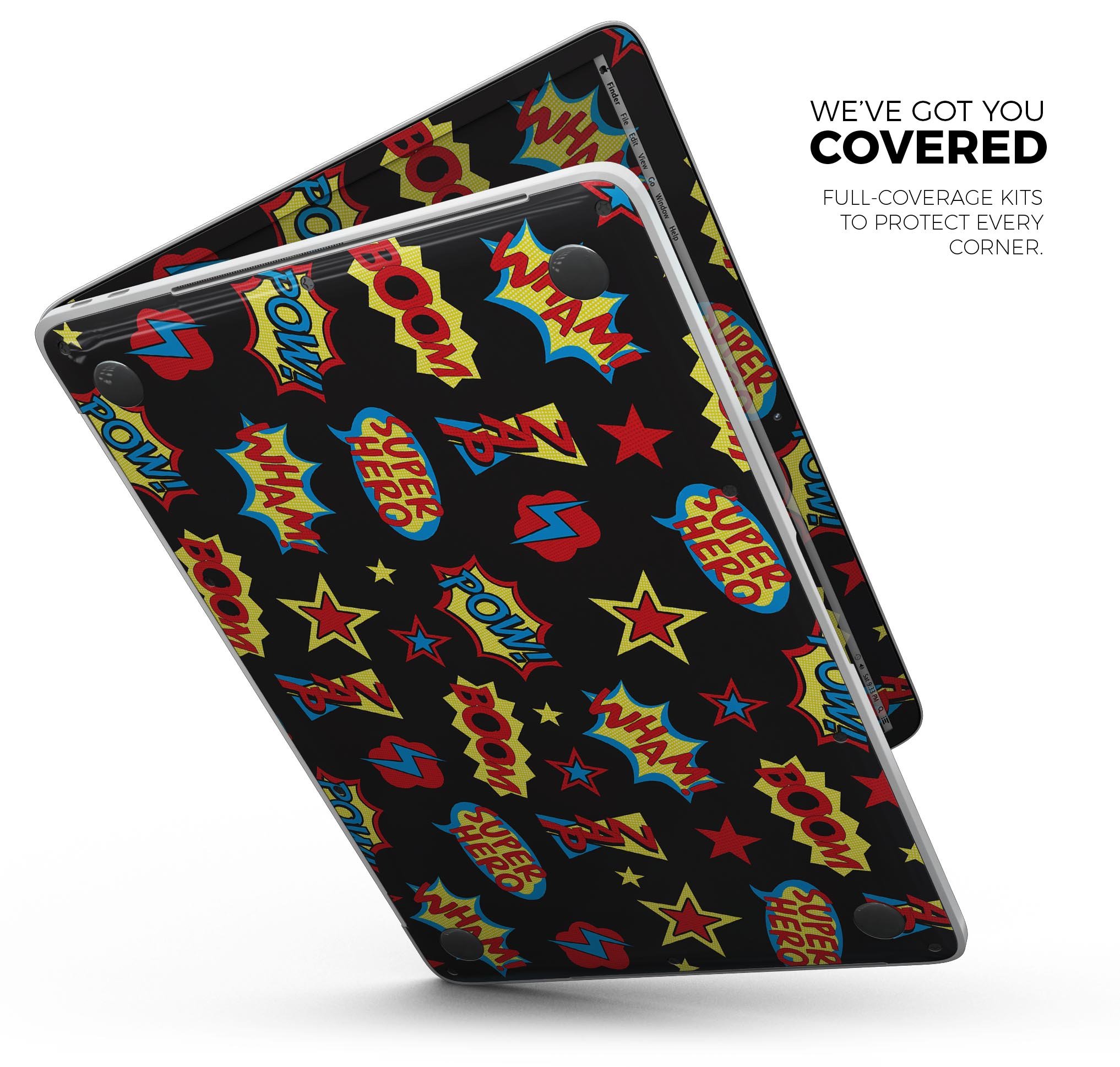 Stylish Comic Series skinz for Apple MacBook Pro, showcasing vibrant comic book designs.