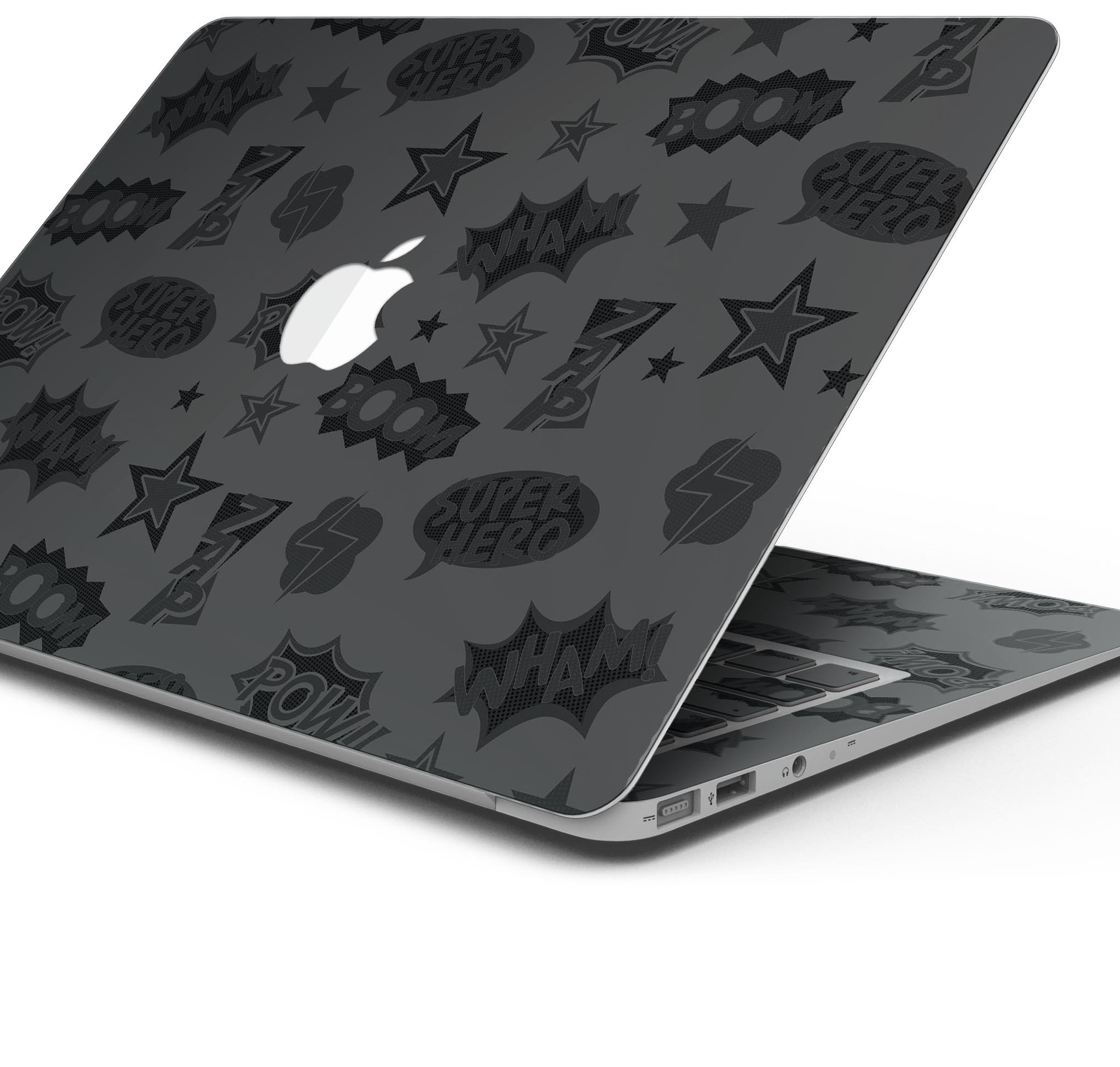 Stylish Comic Series vinyl skin on a MacBook Pro, showcasing vibrant comic book graphics.