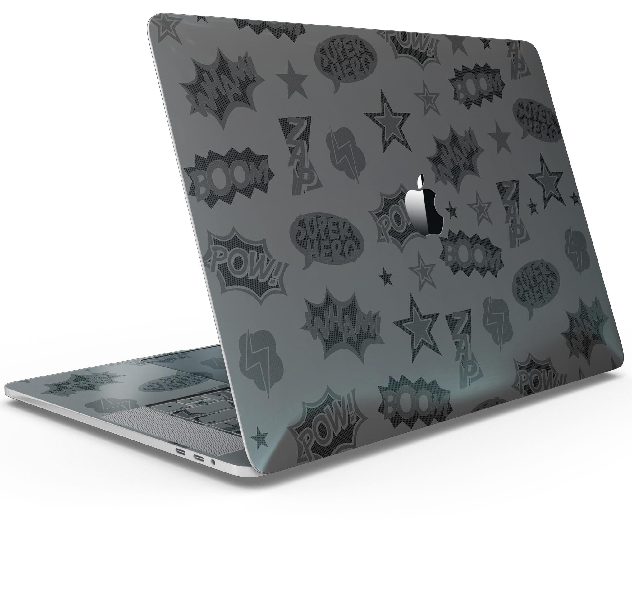 Stylish Comic Series vinyl skin on a MacBook Pro, showcasing vibrant comic book graphics.