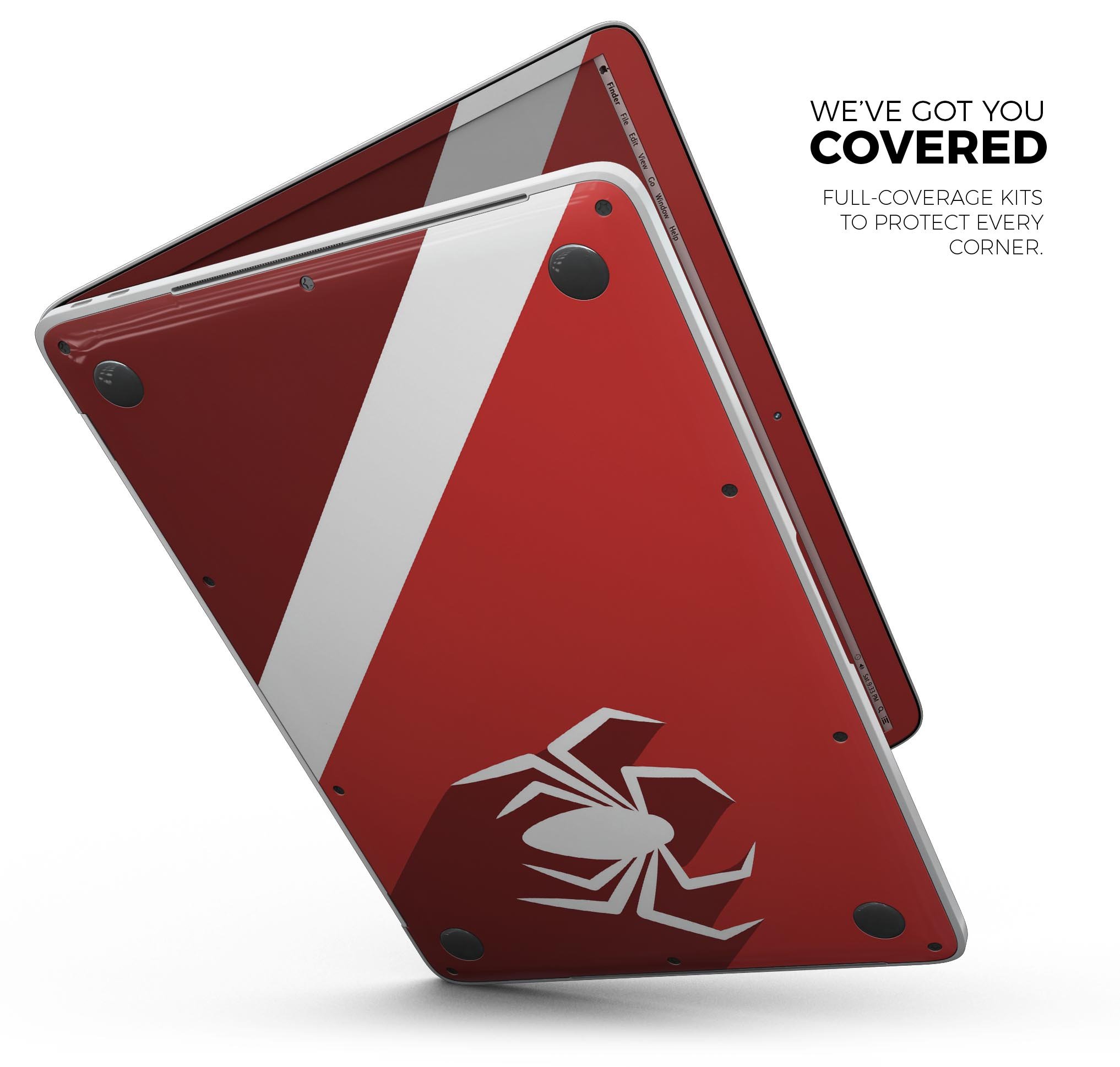 Dark Super Hero Wars 12 skin for MacBook Pro, featuring vibrant comic-style graphics and a sleek design.