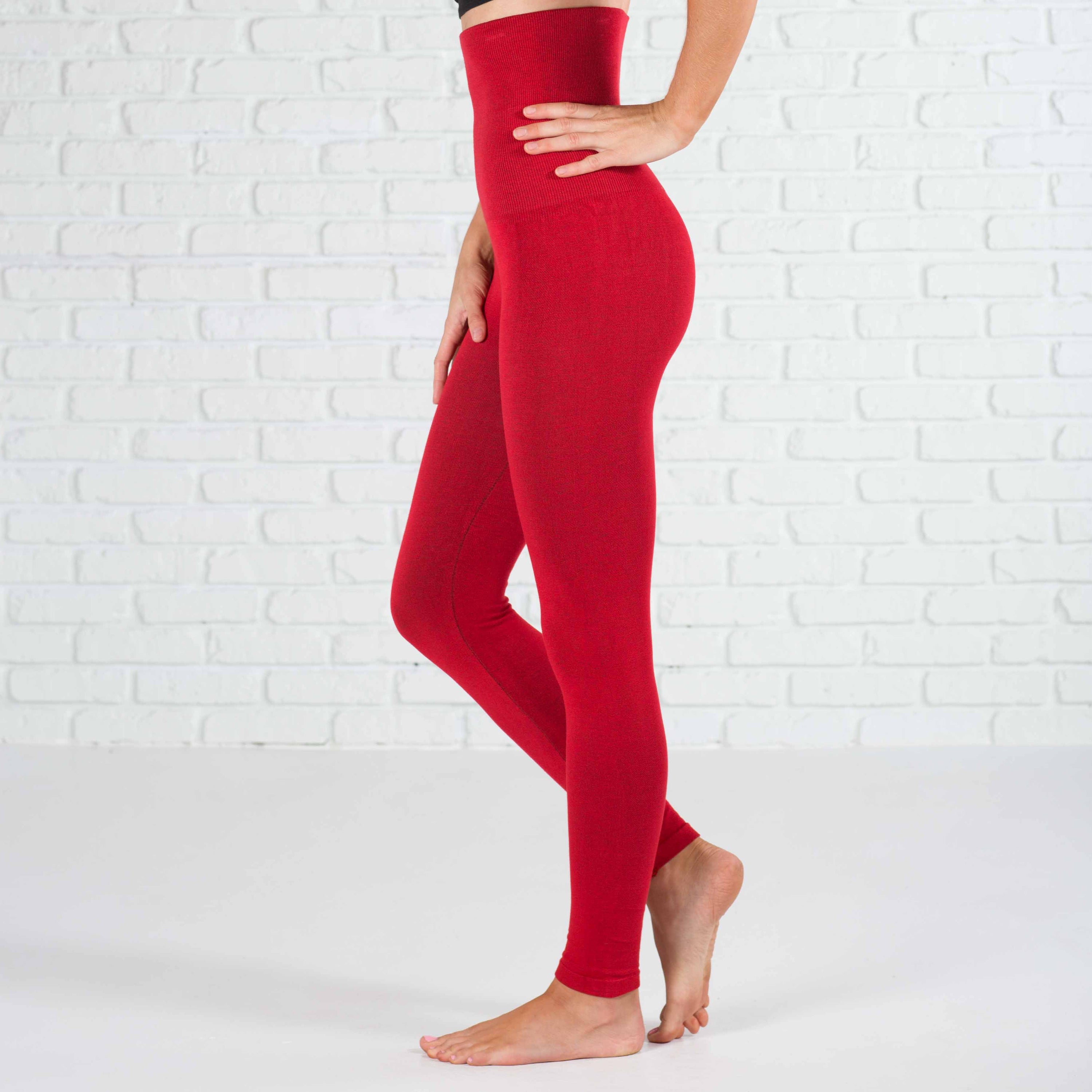 Yelete Compression Non-Lined Tummy Control Leggings featuring a thick compression material and extra tall waistband for tummy support.