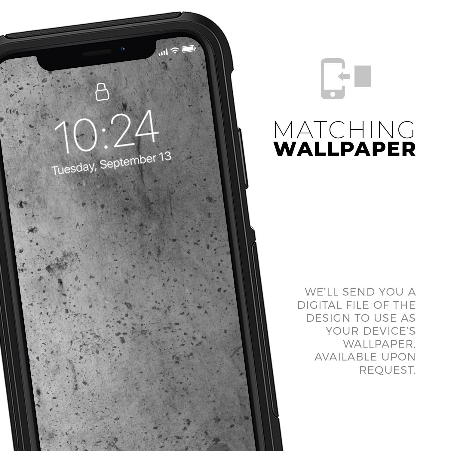 Concrete Grunge Texture Skin Kit for iPhone OtterBox Cases, showcasing a rugged design with a textured finish.