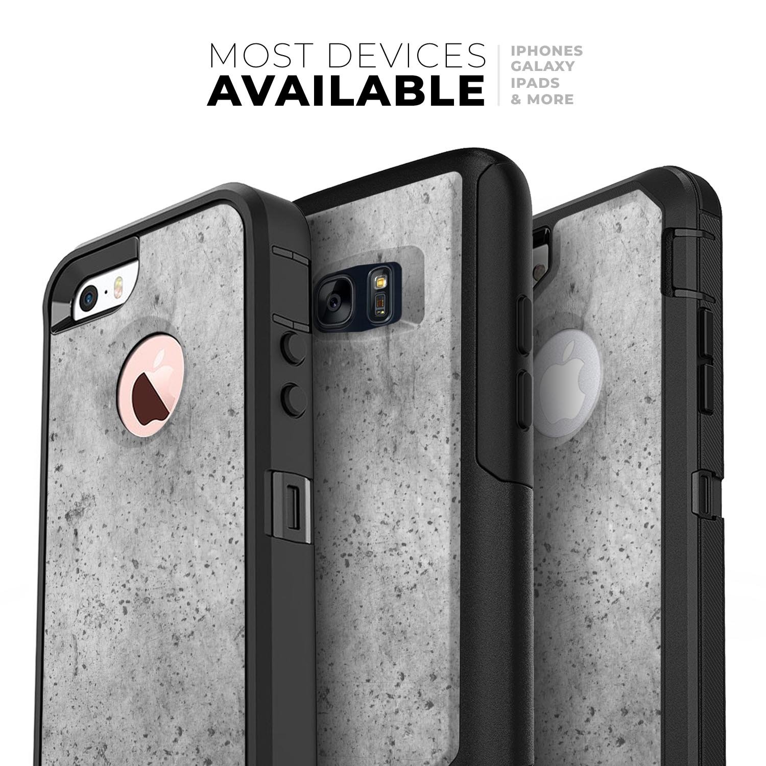 Concrete Grunge Texture Skin Kit for iPhone OtterBox Cases, showcasing a rugged design with a textured finish.