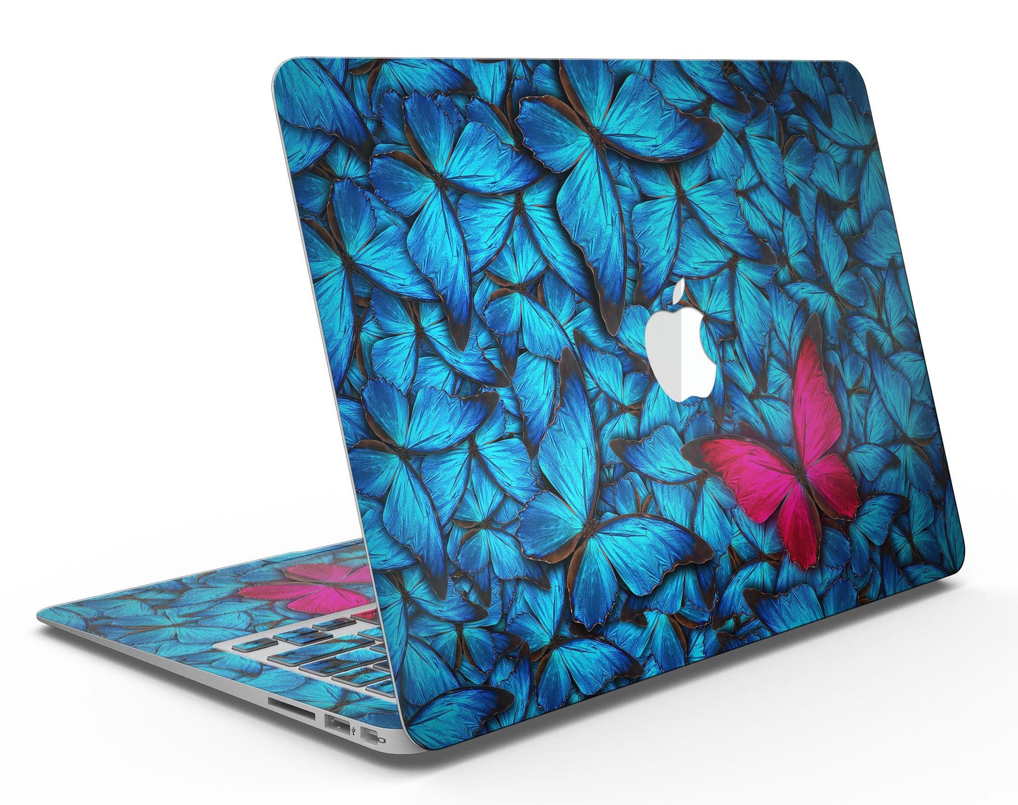 Contrasting Butterfly MacBook Air Skin Kit showcasing vibrant design and premium vinyl material.