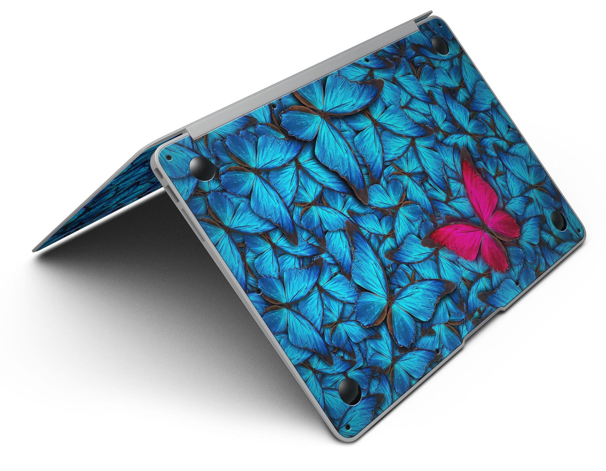 Contrasting Butterfly MacBook Air Skin Kit showcasing vibrant design and premium vinyl material.