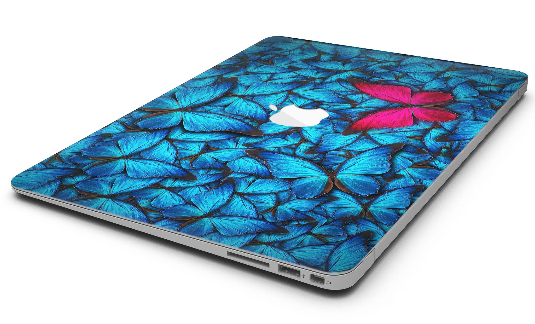 Contrasting Butterfly MacBook Air Skin Kit showcasing vibrant design and premium vinyl material.