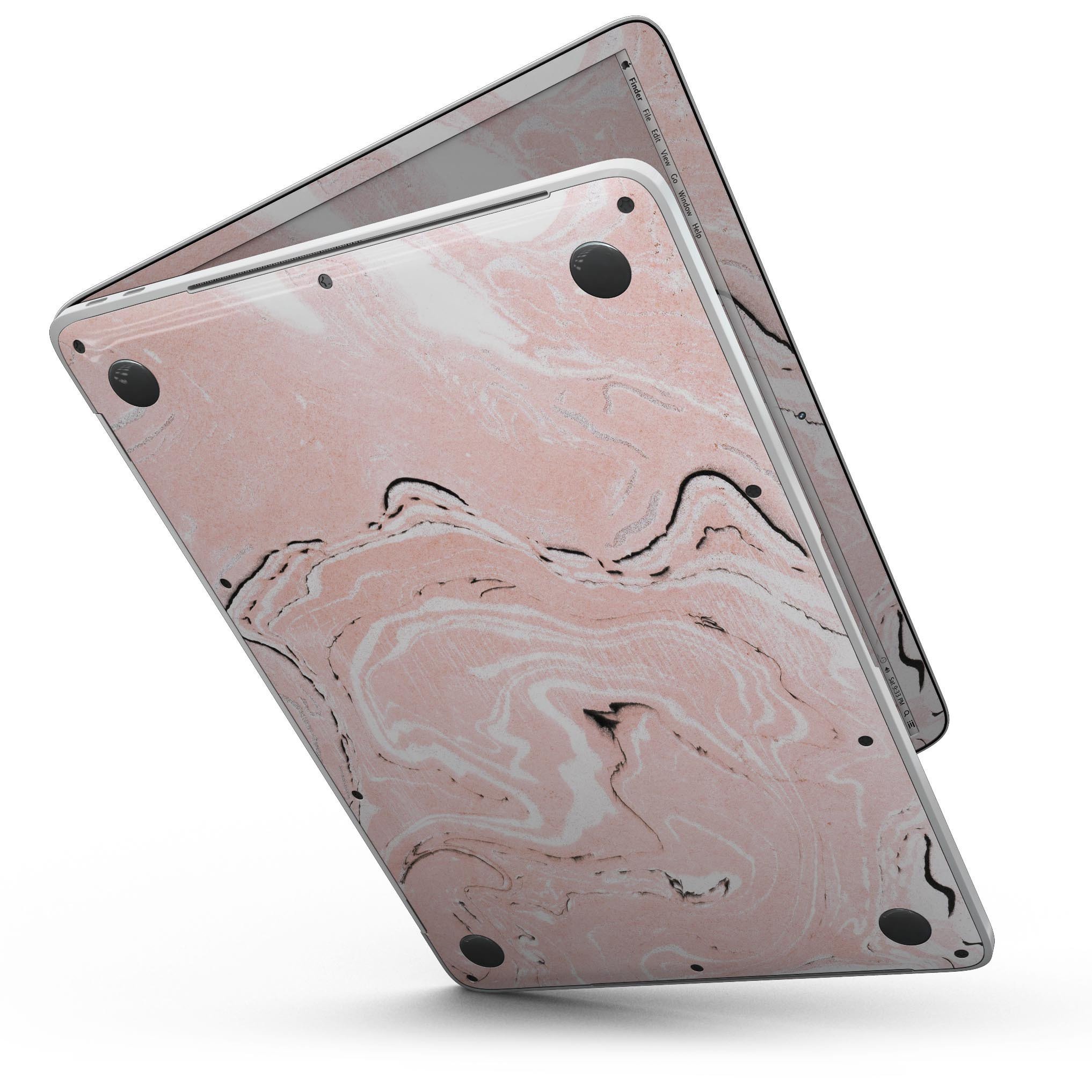 Coral 19 Textured Marble Skin Kit for 13" MacBook Pro without Touch Bar, showcasing a stylish marble design.