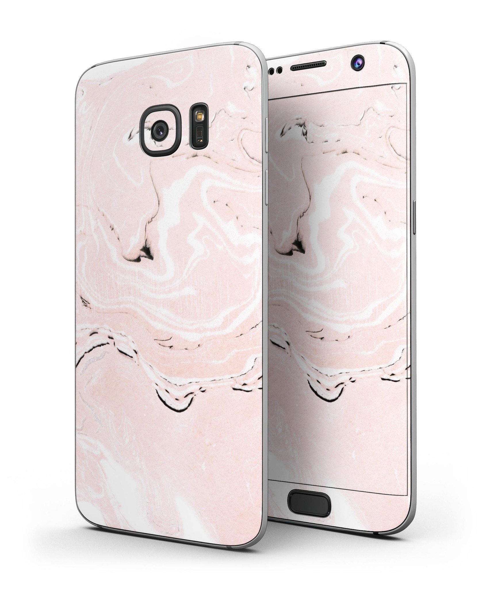 Coral 19 Textured Marble Skin-Kit for Samsung Galaxy S7 and S7 Edge, showcasing a stylish design with a premium vinyl finish.