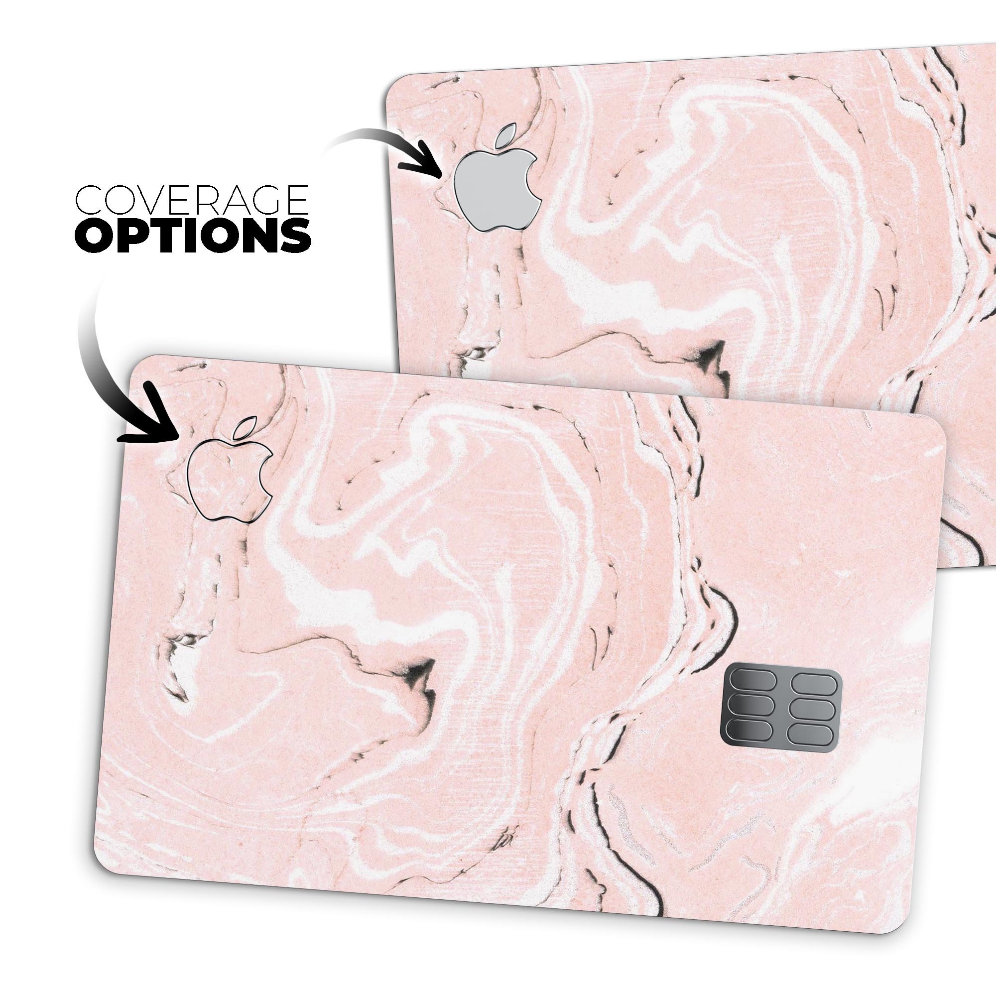 Coral 19 Textured Marble decal skin for Apple Card, showcasing its premium design and protective features.