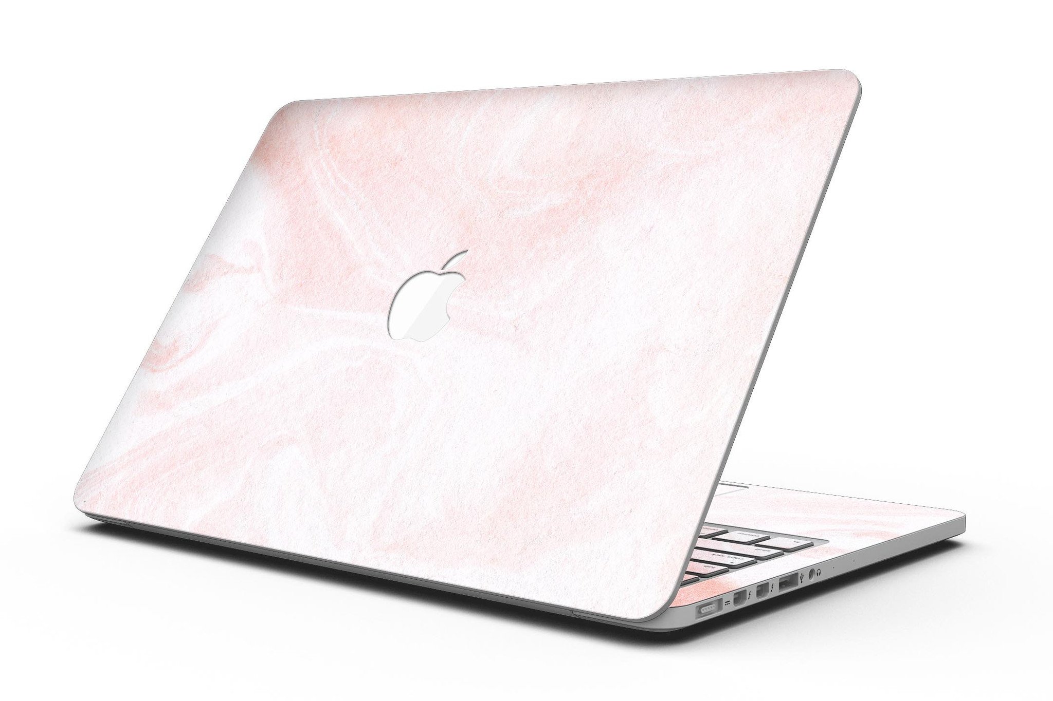 Coral 39 Textured Marble skin applied to a MacBook Pro with Retina Display, showcasing its stylish design and premium finish.