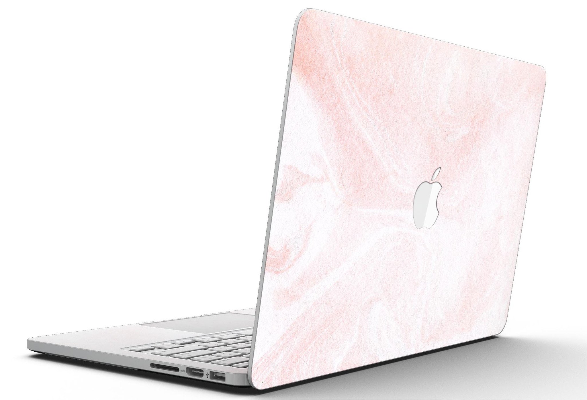 Coral 39 Textured Marble skin applied to a MacBook Pro with Retina Display, showcasing its stylish design and premium finish.