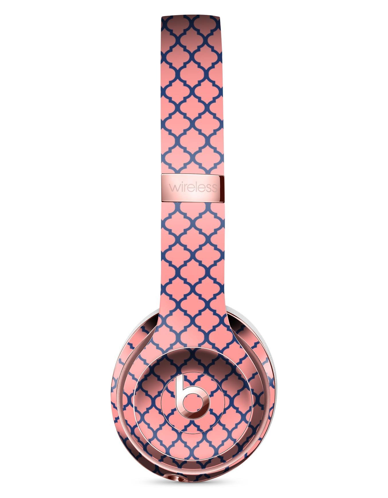 Coral and Moroccan Pattern Full-Body Skin Kit for Beats by Dre Solo 3 Wireless Headphones, showcasing vibrant colors and intricate design.