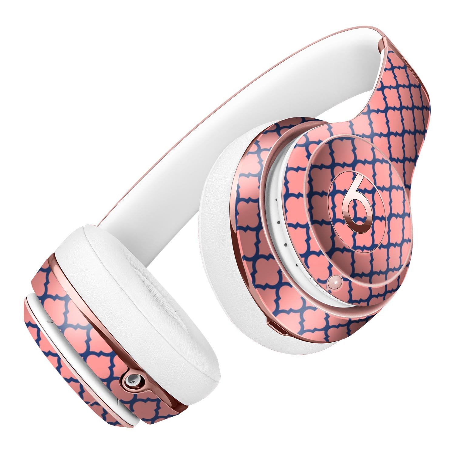 Coral and Moroccan Pattern Full-Body Skin Kit for Beats by Dre Solo 3 Wireless Headphones, showcasing vibrant colors and intricate design.