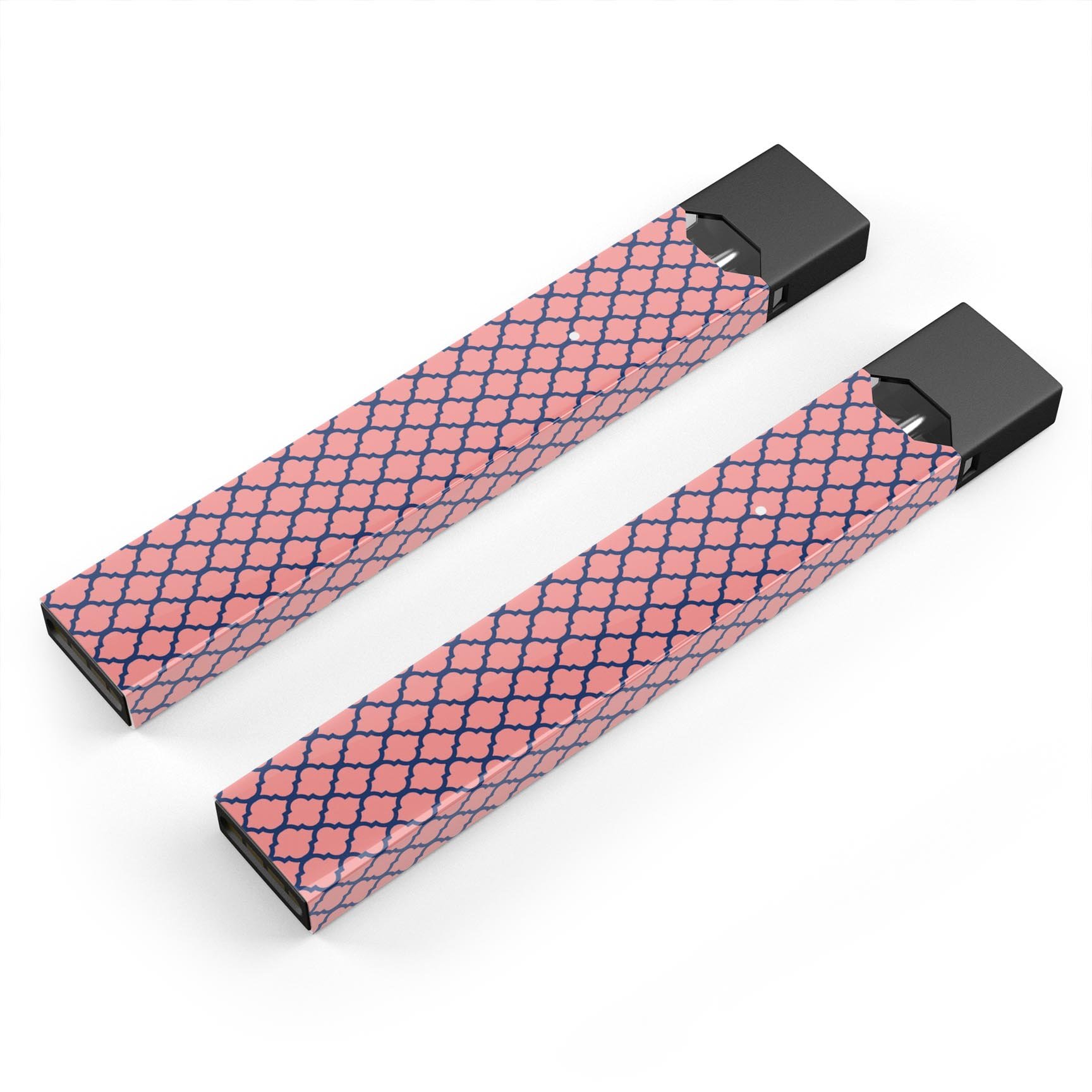 Coral and Moroccan Pattern skin-wrap for JUUL device, showcasing vibrant colors and intricate design.