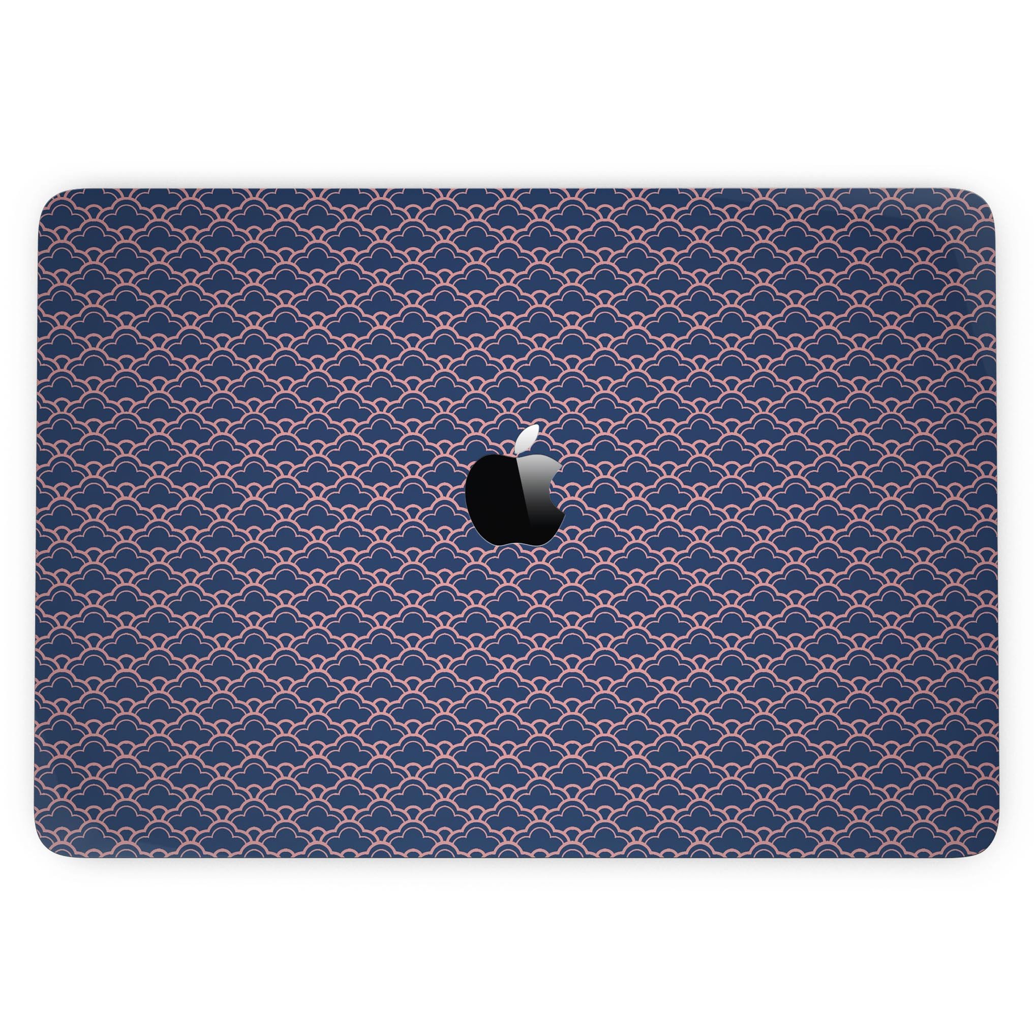 Coral and Navy Micro Cloud Pattern skin for 13" MacBook Pro without Touch Bar, showcasing vibrant colors and sleek design.