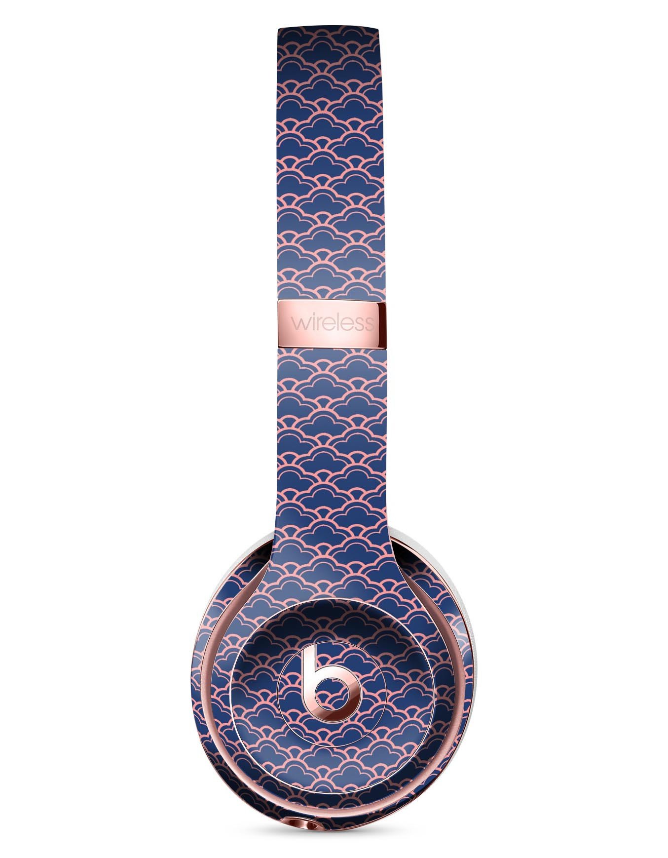 Coral and Navy Micro Cloud Pattern Skin Kit for Beats by Dre Solo 3 Wireless Headphones, showcasing vibrant colors and premium vinyl material.