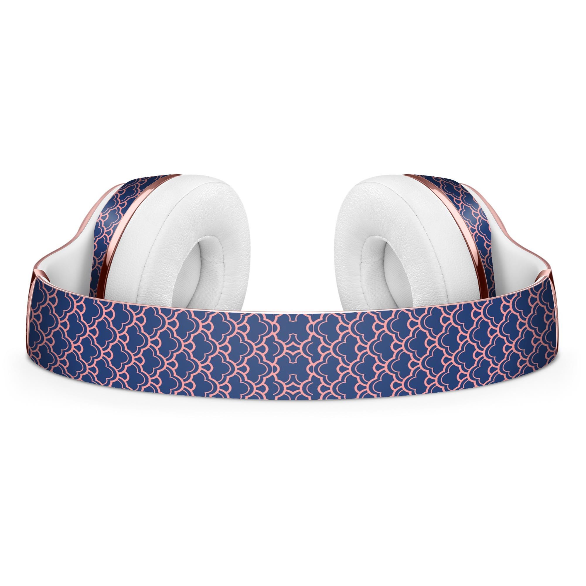 Coral and Navy Micro Cloud Pattern Skin Kit for Beats by Dre Solo 3 Wireless Headphones, showcasing vibrant colors and premium vinyl material.