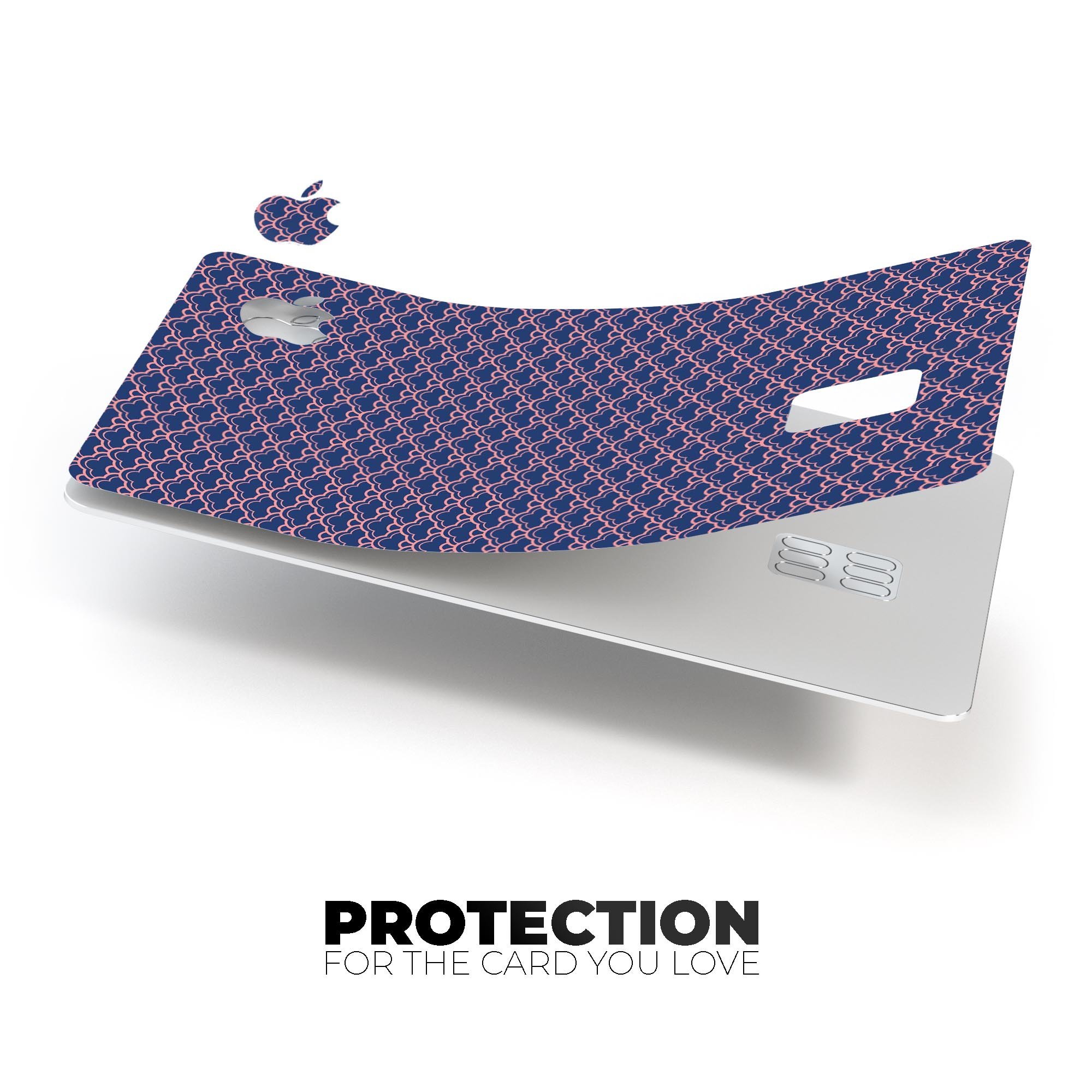 Coral and Navy Micro Cloud Pattern skin for Apple Card, showcasing its vibrant design and premium quality.