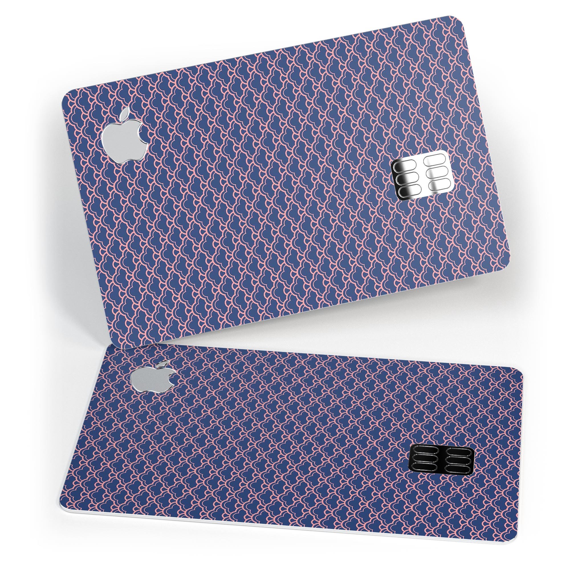 Coral and Navy Micro Cloud Pattern skin for Apple Card, showcasing its vibrant design and premium quality.