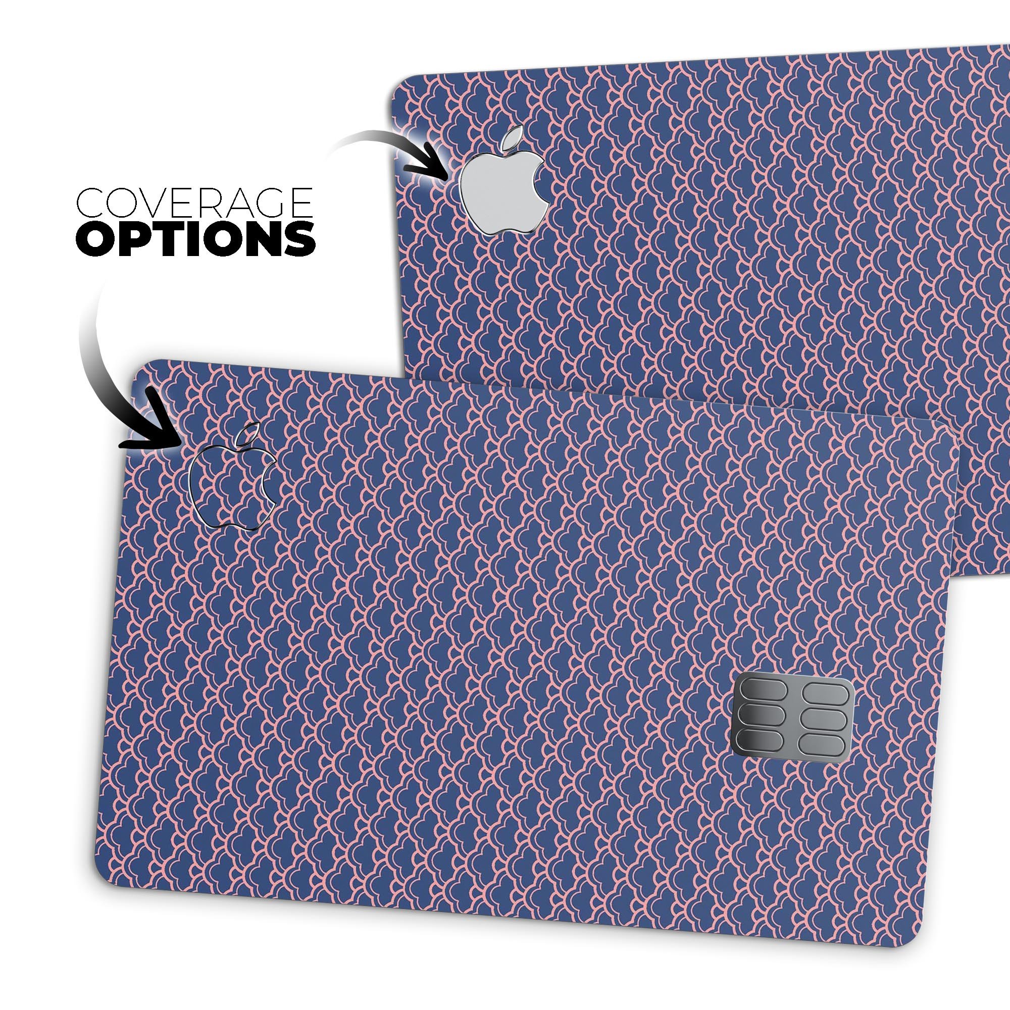 Coral and Navy Micro Cloud Pattern skin for Apple Card, showcasing its vibrant design and premium quality.