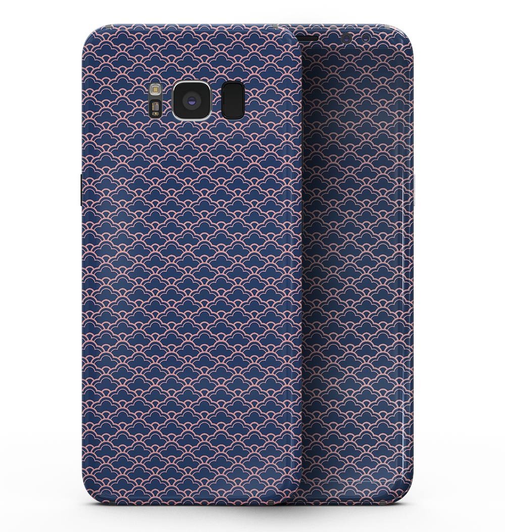 Coral and Navy Micro Cloud Pattern skin for Samsung Galaxy S8, showcasing vibrant colors and precise cutouts for buttons and ports.