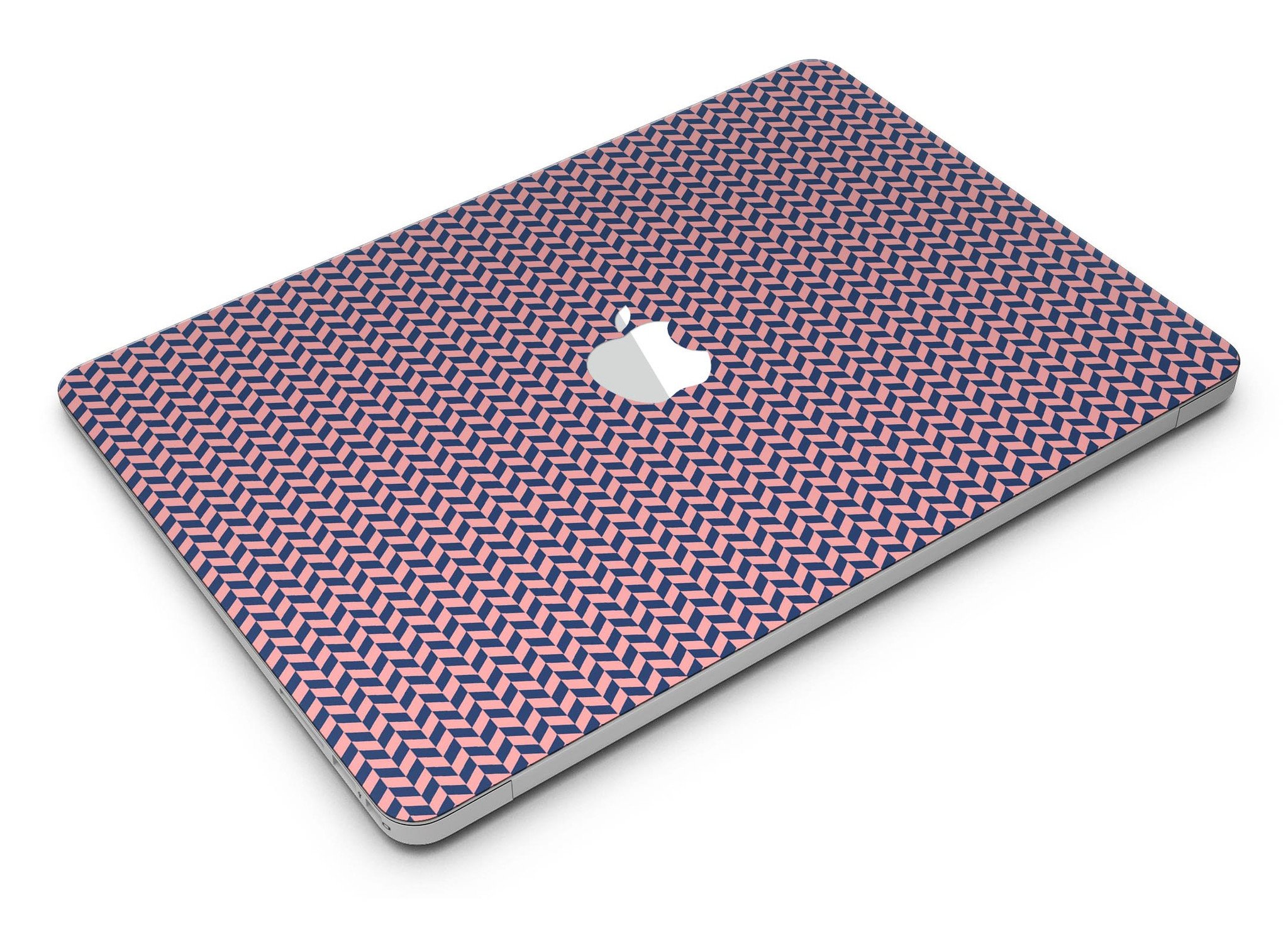 Coral and navy micro woven pattern skin kit for MacBook Air, showcasing vibrant colors and a sleek design.