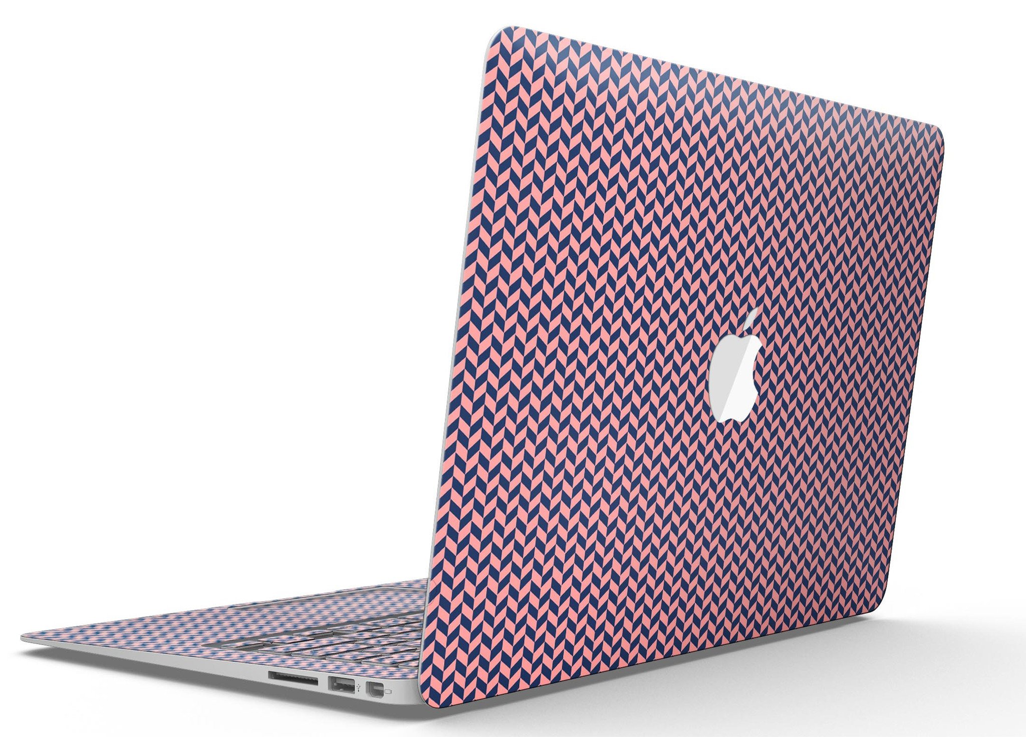 Coral and navy micro woven pattern skin kit for MacBook Air, showcasing vibrant colors and a sleek design.