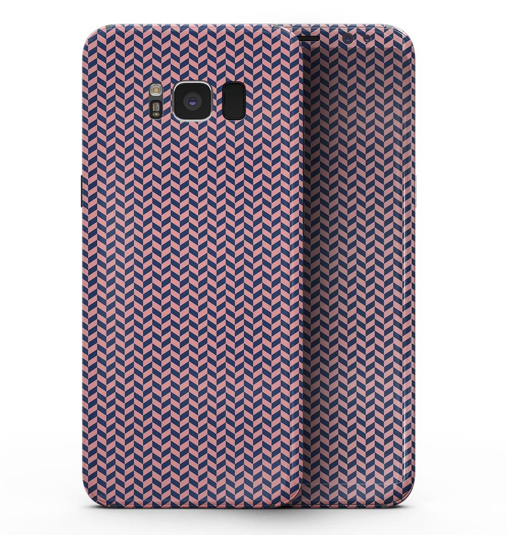 Coral and navy micro woven pattern skin for Samsung Galaxy S8, showcasing its stylish design and precise fit.