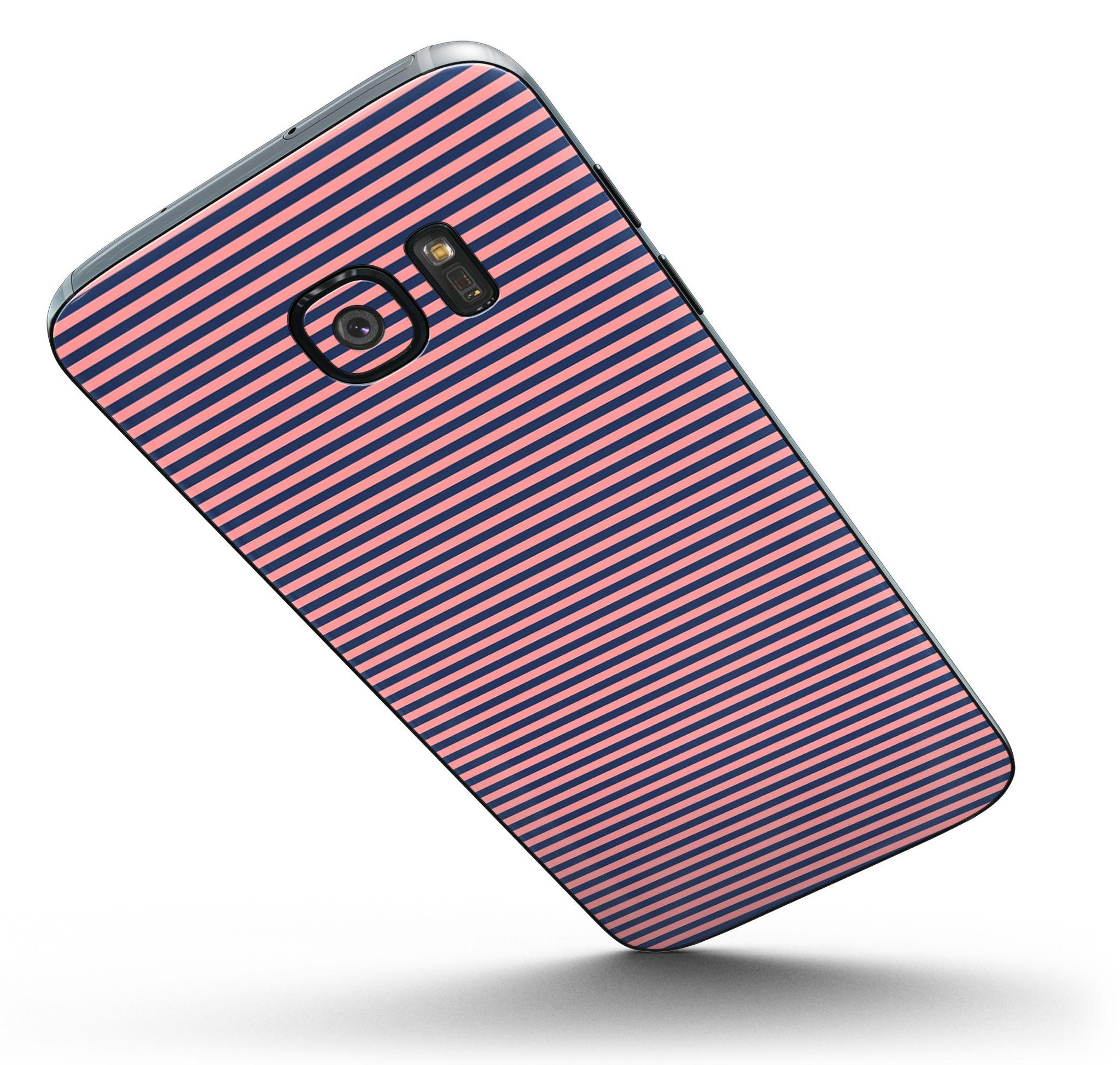 Coral and Nay Horizontal Lines Full Body Skin-Kit for Samsung Galaxy S7 and S7 Edge, showcasing vibrant colors and sleek design.