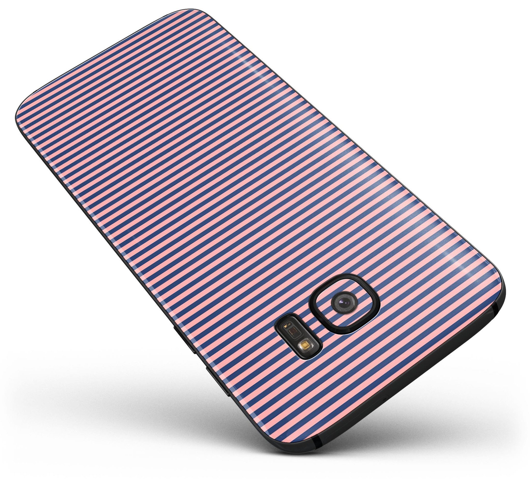 Coral and Nay Horizontal Lines Full Body Skin-Kit for Samsung Galaxy S7 and S7 Edge, showcasing vibrant colors and sleek design.