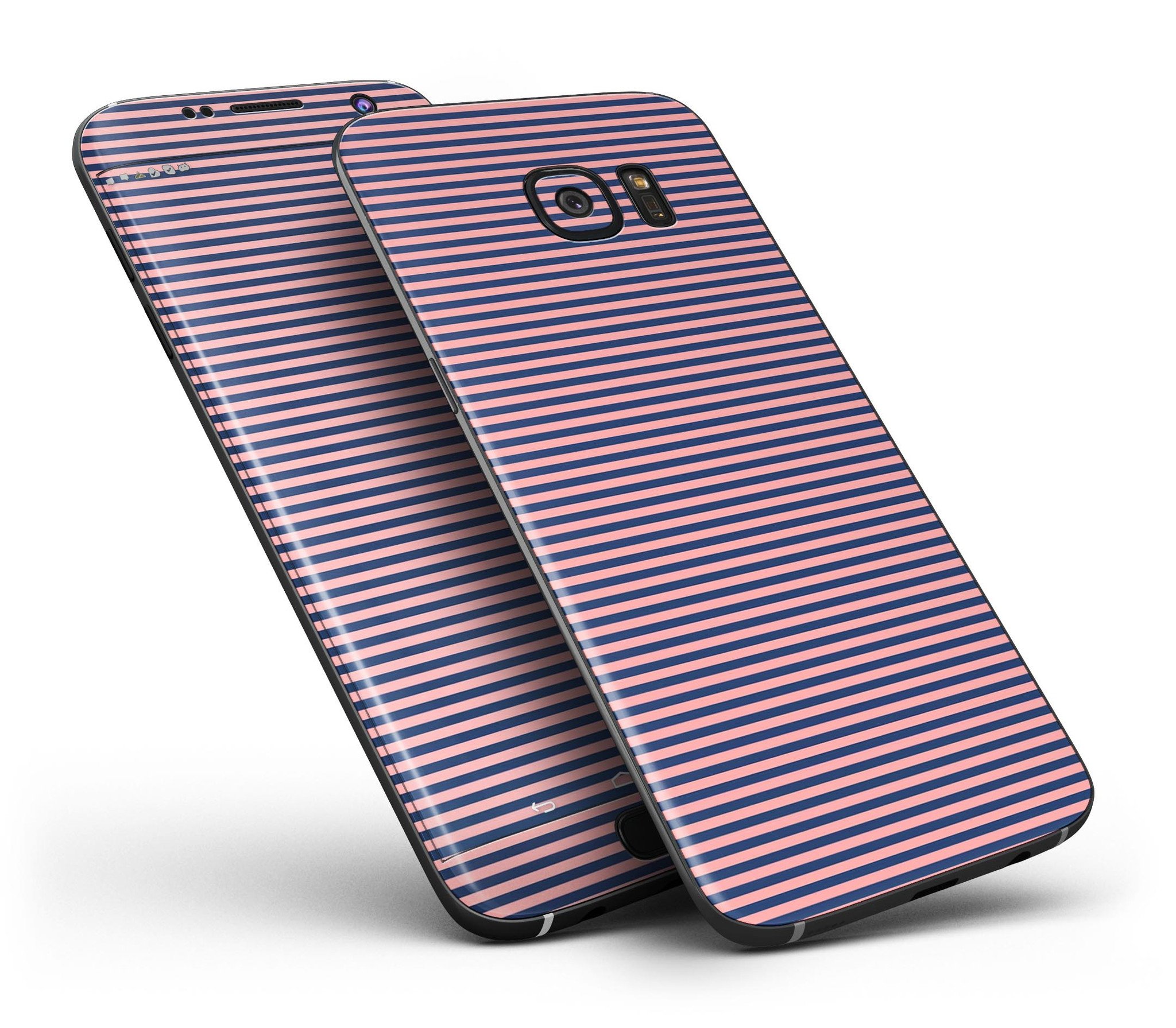 Coral and Nay Horizontal Lines Full Body Skin-Kit for Samsung Galaxy S7 and S7 Edge, showcasing vibrant colors and sleek design.