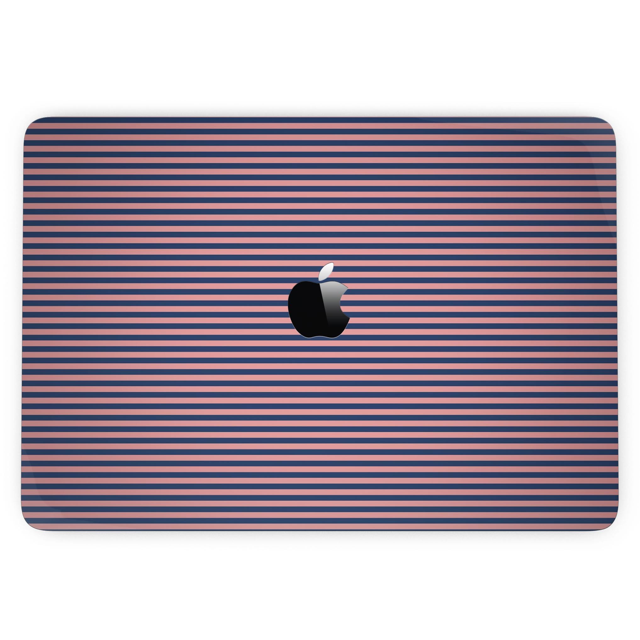 Coral and Nay Horizontal Lines skin kit for MacBook Pro with Touch Bar, showcasing vibrant colors and stylish design.