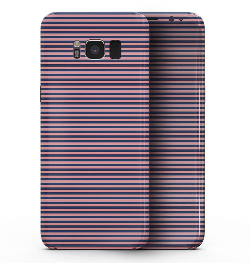 Coral and Nay Horizontal Lines skin kit for Samsung Galaxy S8, showcasing vibrant colors and sleek design.