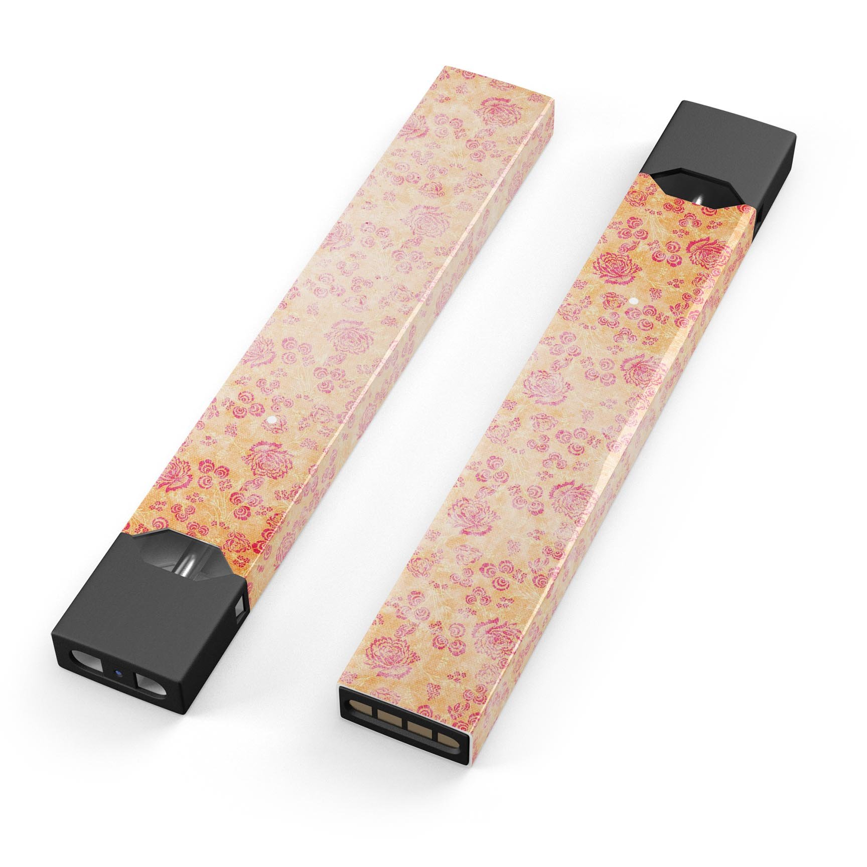 Coral and Pink Faded Flower Field decal skin for JUUL vaping device, showcasing vibrant floral design.