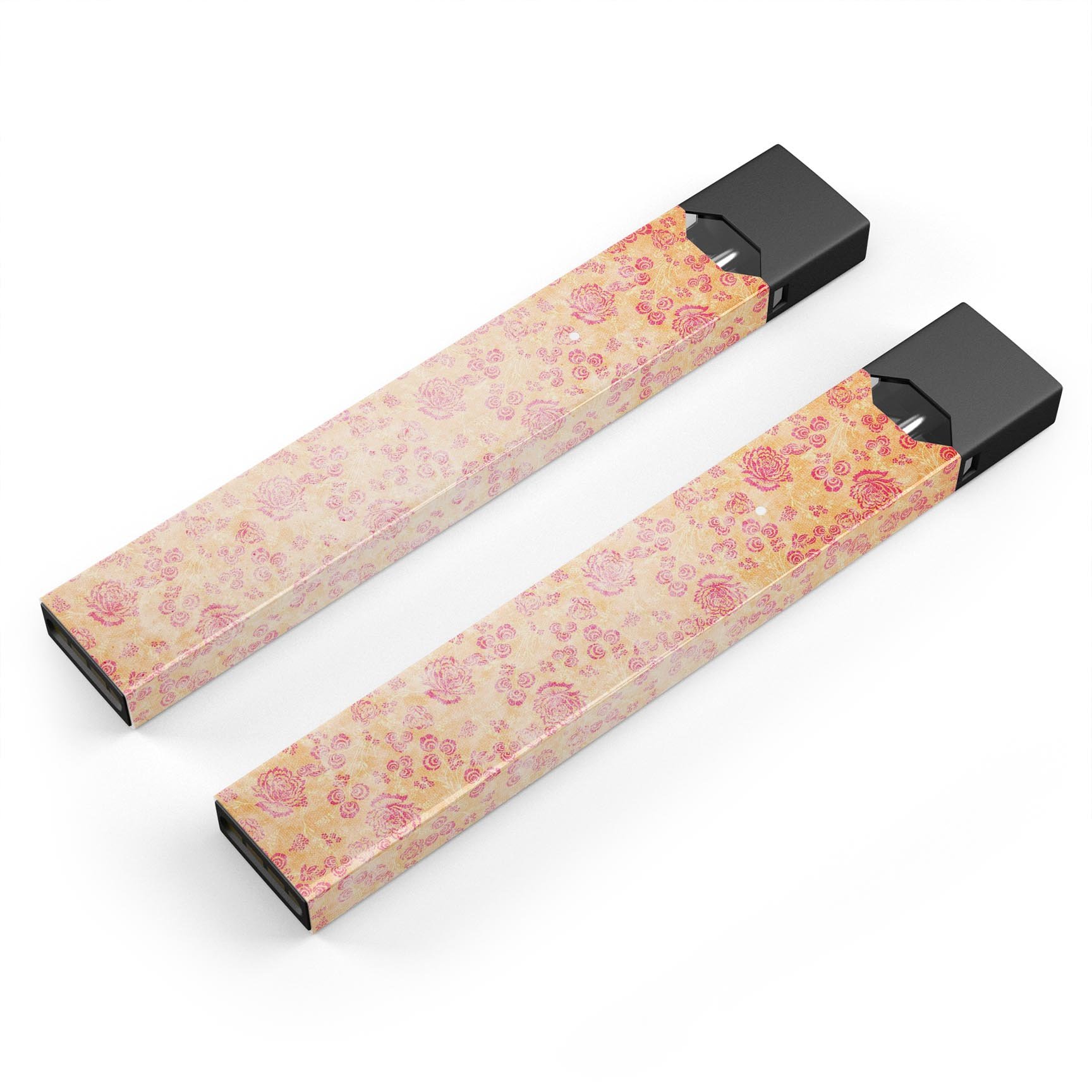 Coral and Pink Faded Flower Field decal skin for JUUL vaping device, showcasing vibrant floral design.