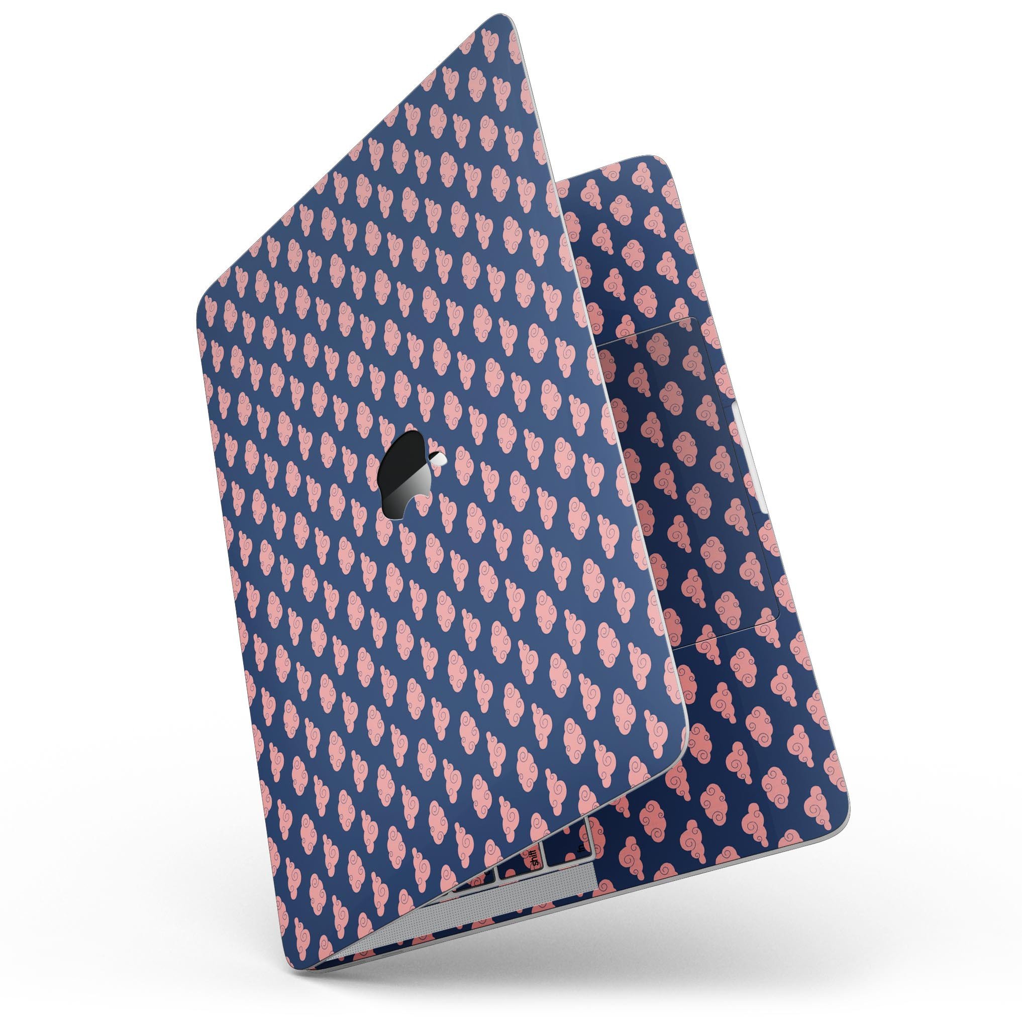 Coral Micro Cloud Swirls skin for 13" MacBook Pro without Touch Bar, showcasing vibrant colors and a stylish design.