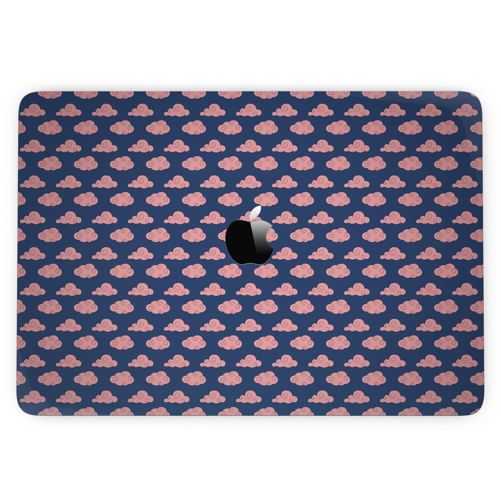 Coral Micro Cloud Swirls skin for 13" MacBook Pro without Touch Bar, showcasing vibrant colors and a stylish design.