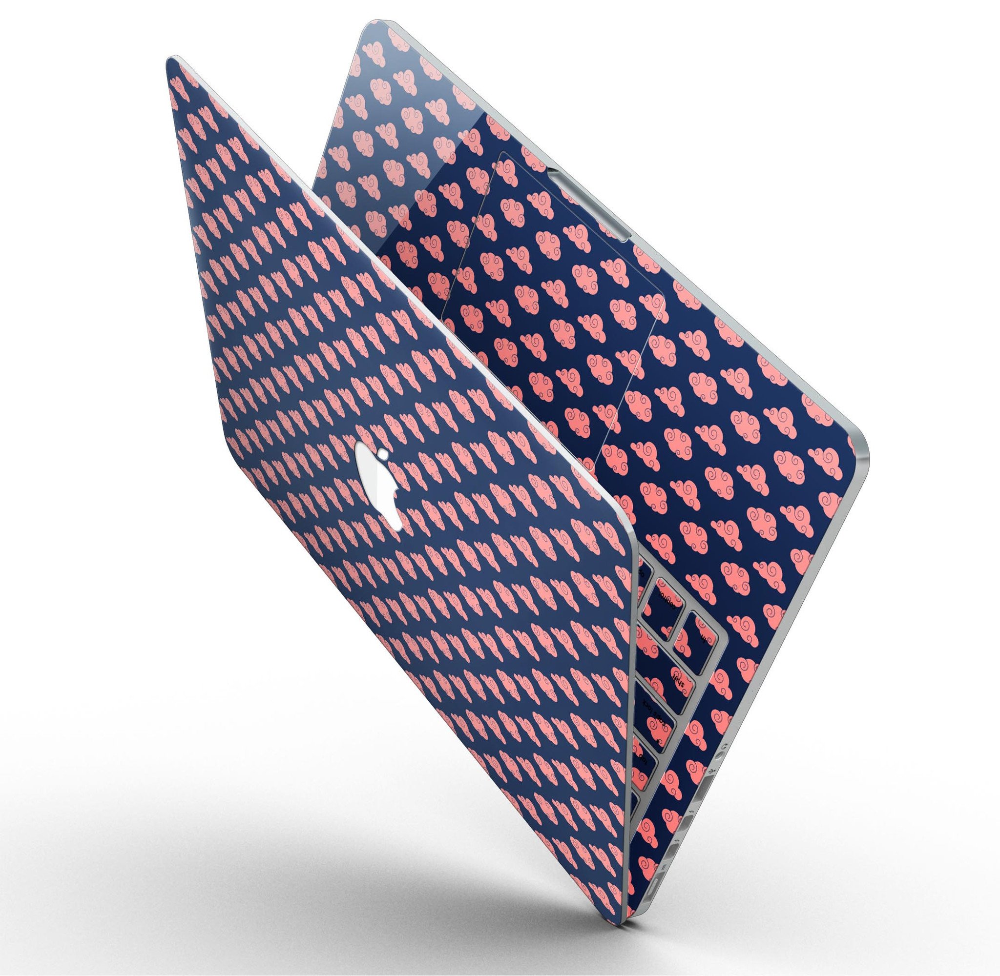 Coral Micro Cloud Swirls skin for MacBook Pro with Retina Display, showcasing vibrant colors and a sleek design.