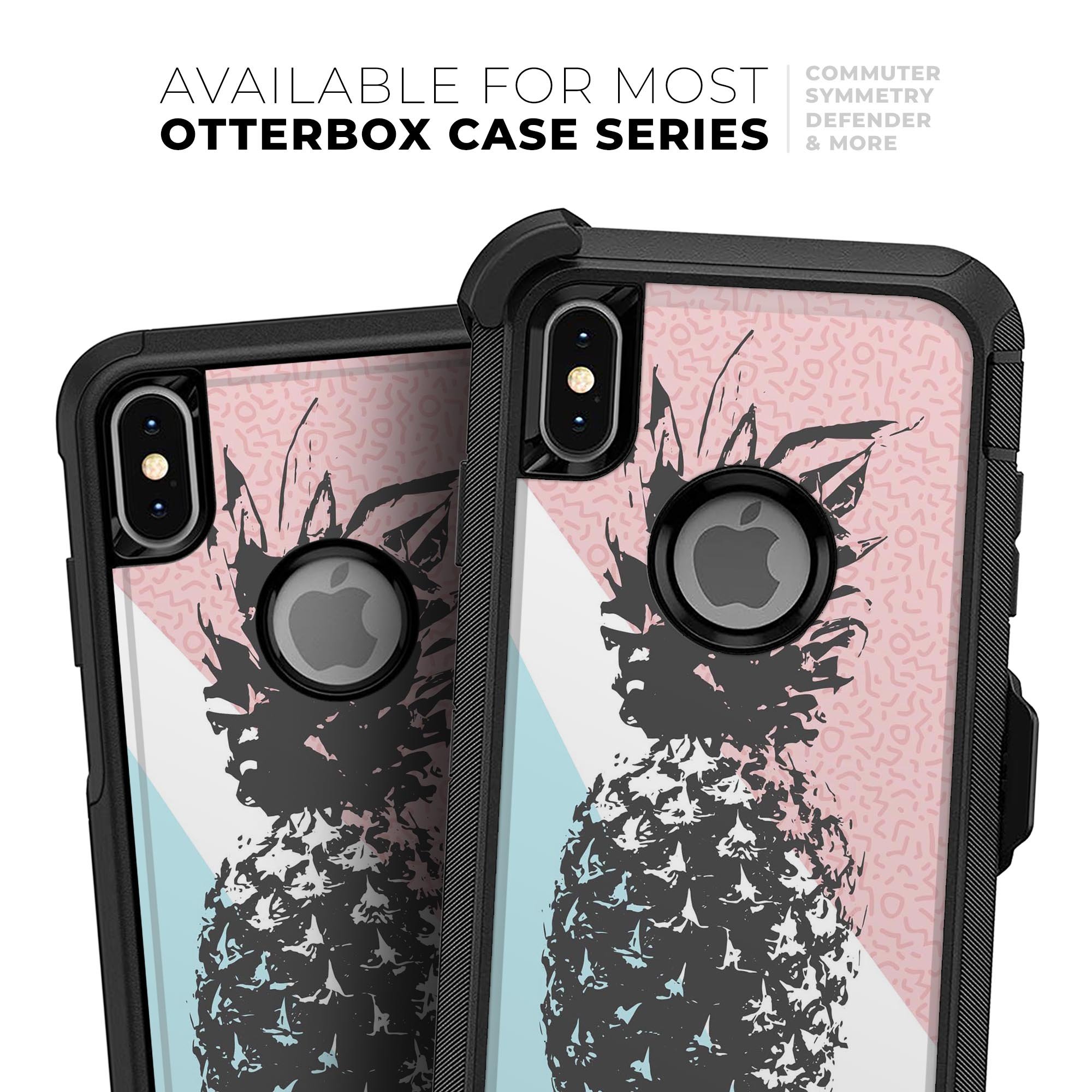 Coral Mint Summer Pineapple Skin Kit for iPhone OtterBox, featuring a vibrant tropical design and ultra-thin protection.