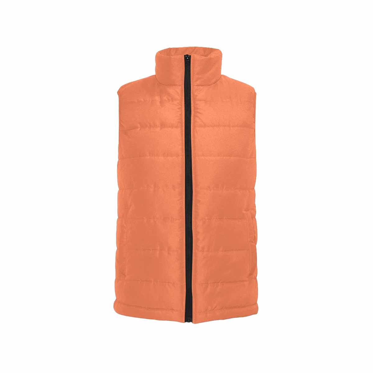 Coral Red Men's Padded Vest featuring a quilted design, sleeveless style, and zipper closure, perfect for layering in cool weather.