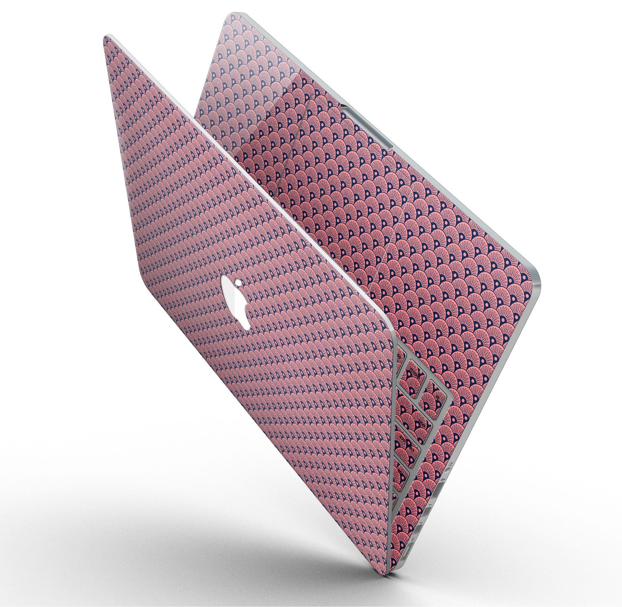 Coral SemiCircles skin design for MacBook Pro with Retina Display, showcasing vibrant colors and a sleek fit.