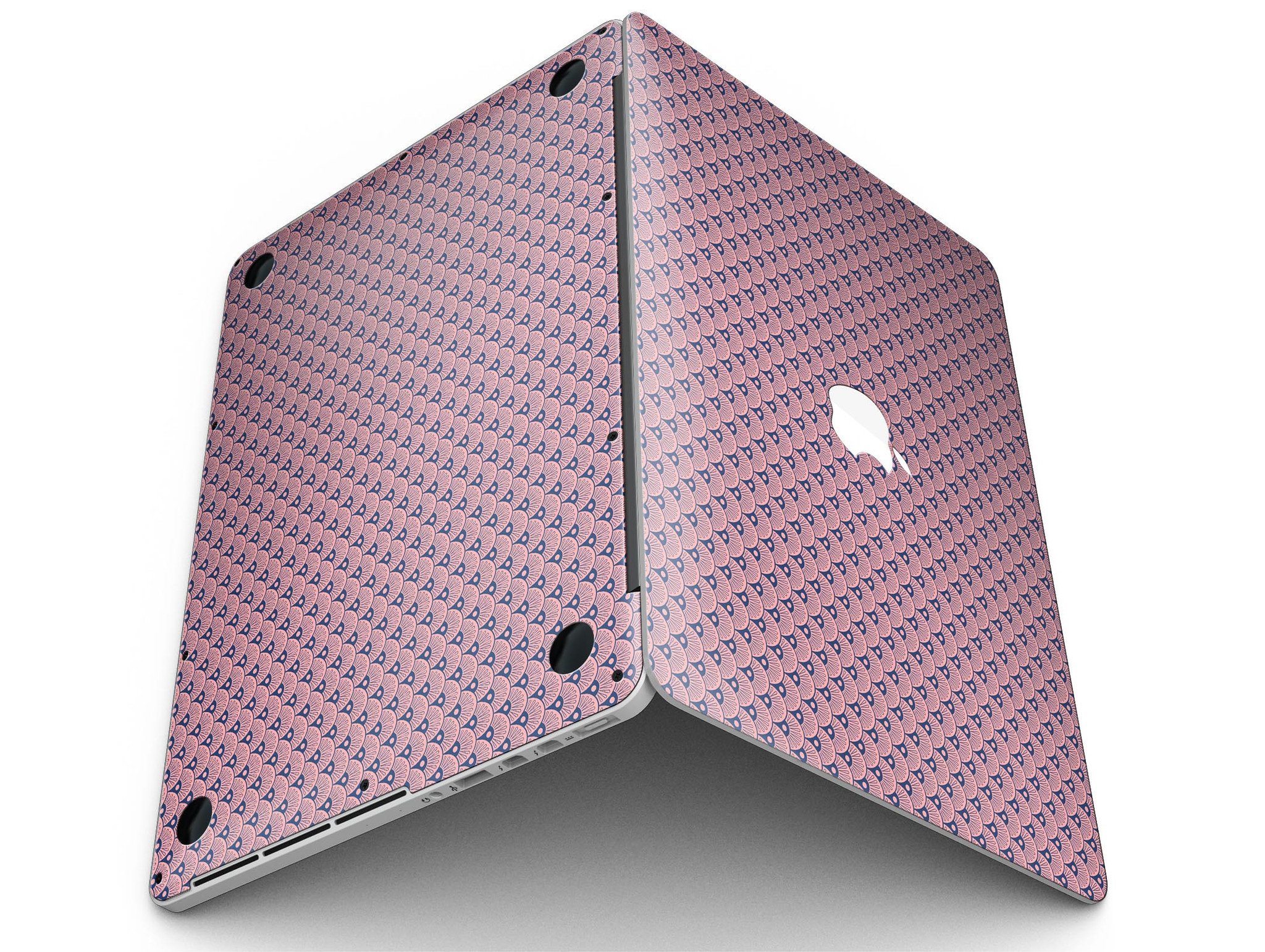 Coral SemiCircles skin design for MacBook Pro with Retina Display, showcasing vibrant colors and a sleek fit.