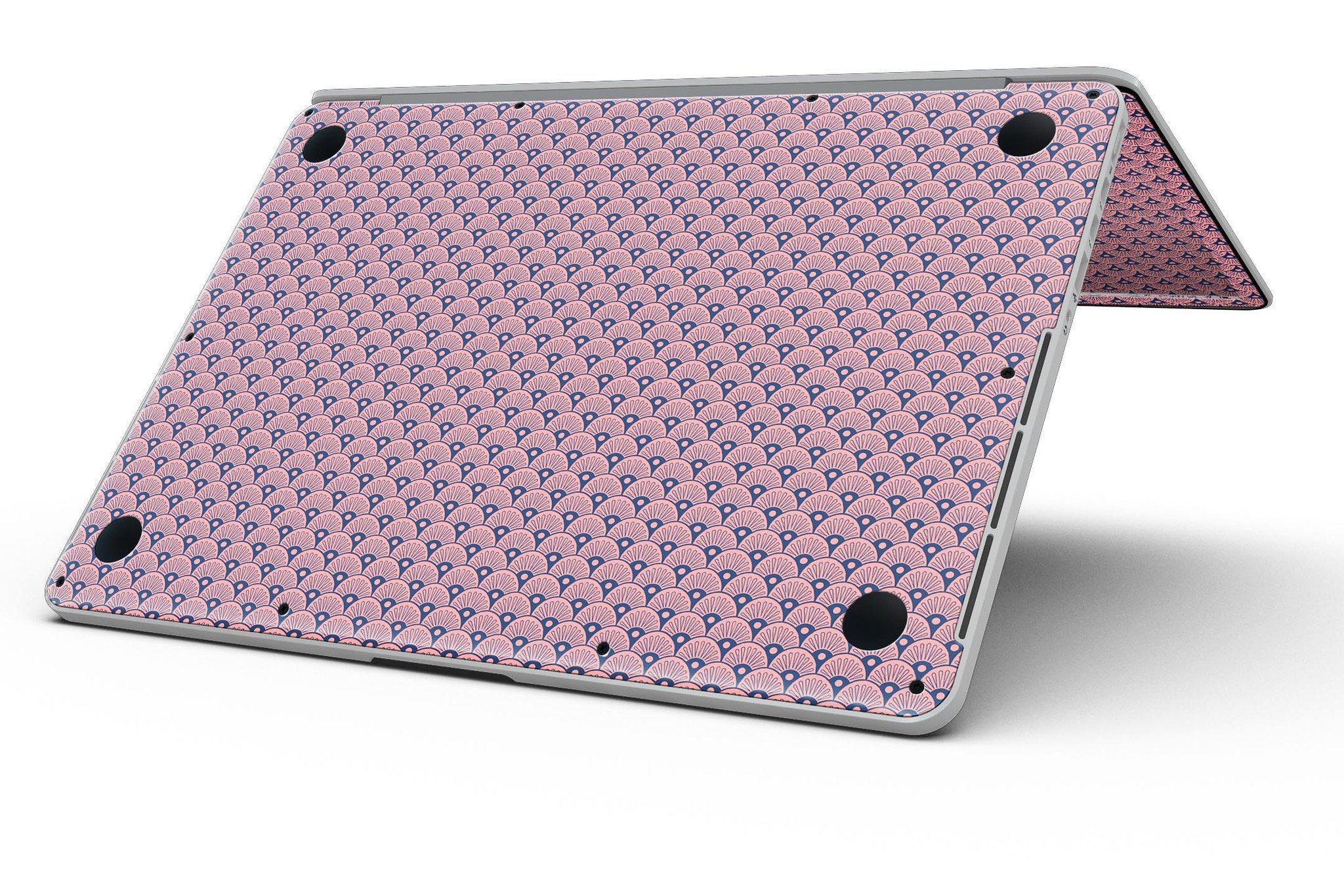 Coral SemiCircles skin design for MacBook Pro with Retina Display, showcasing vibrant colors and a sleek fit.