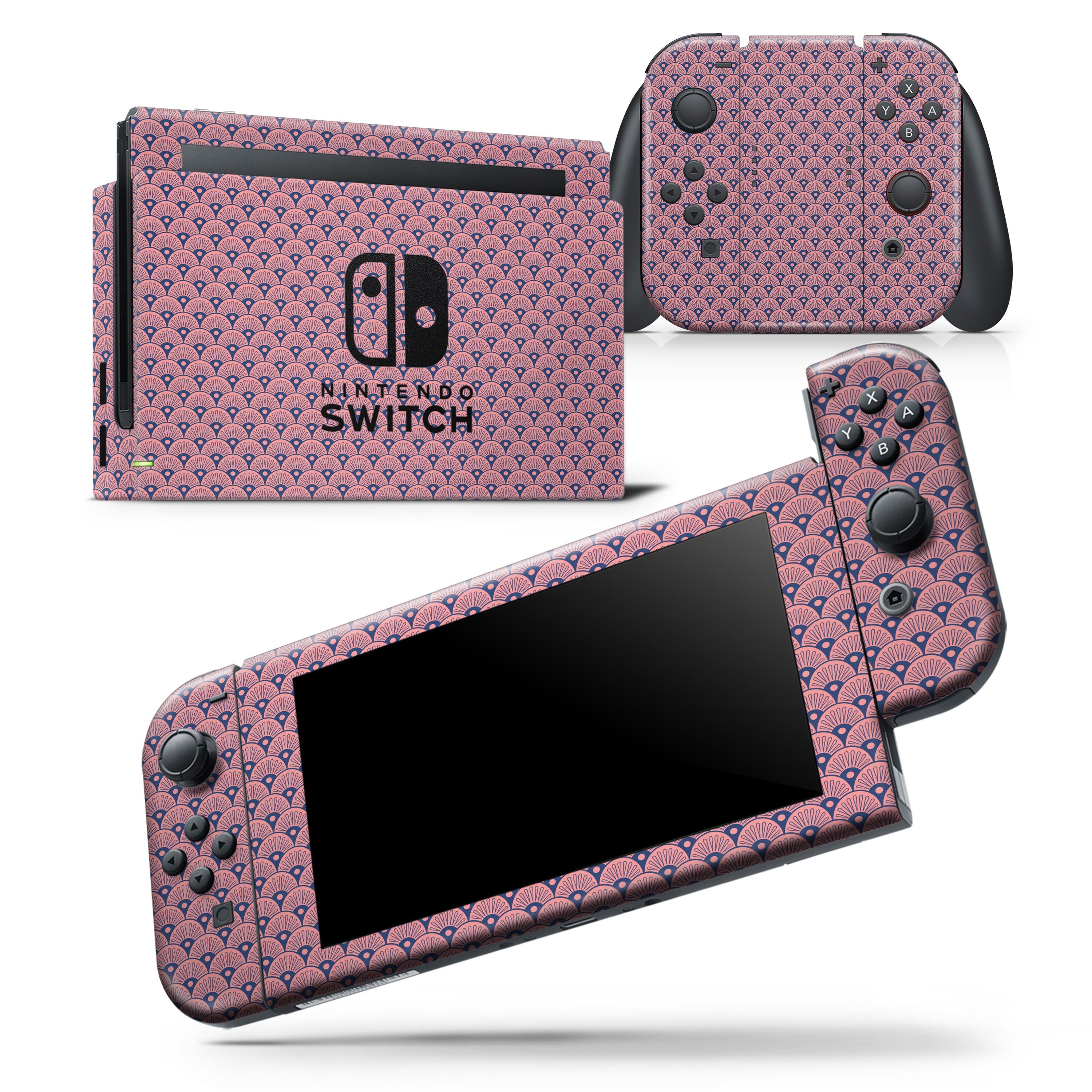 Coral SemiCircles skin wrap decal for Nintendo Switch Lite, showcasing vibrant colors and a sleek design.