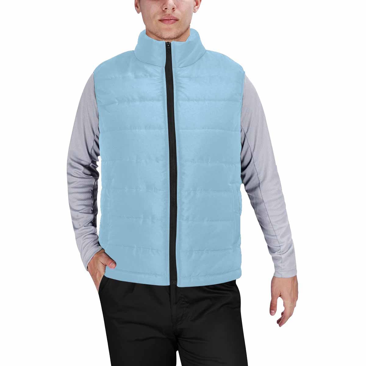 Cornflower Blue Men's Padded Vest featuring a quilted design and zipper closure, perfect for layering in cool weather.