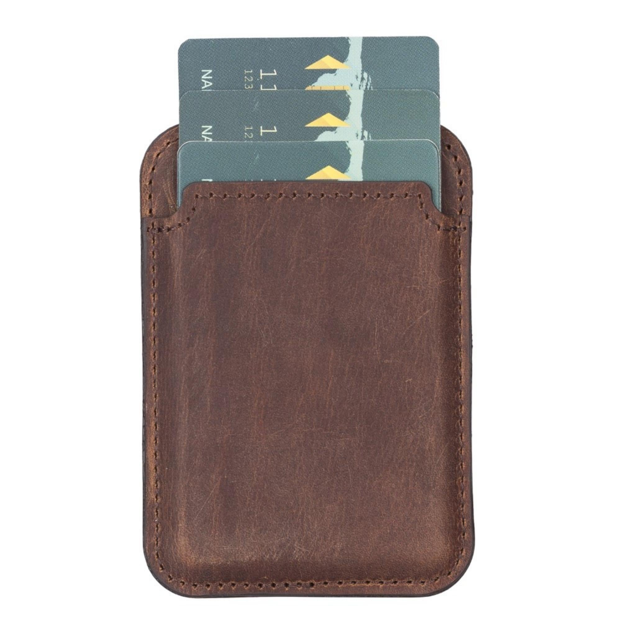 Cortland Full-Grain Leather Card Holder Wallet with Magnet, showcasing its elegant design and premium leather finish.