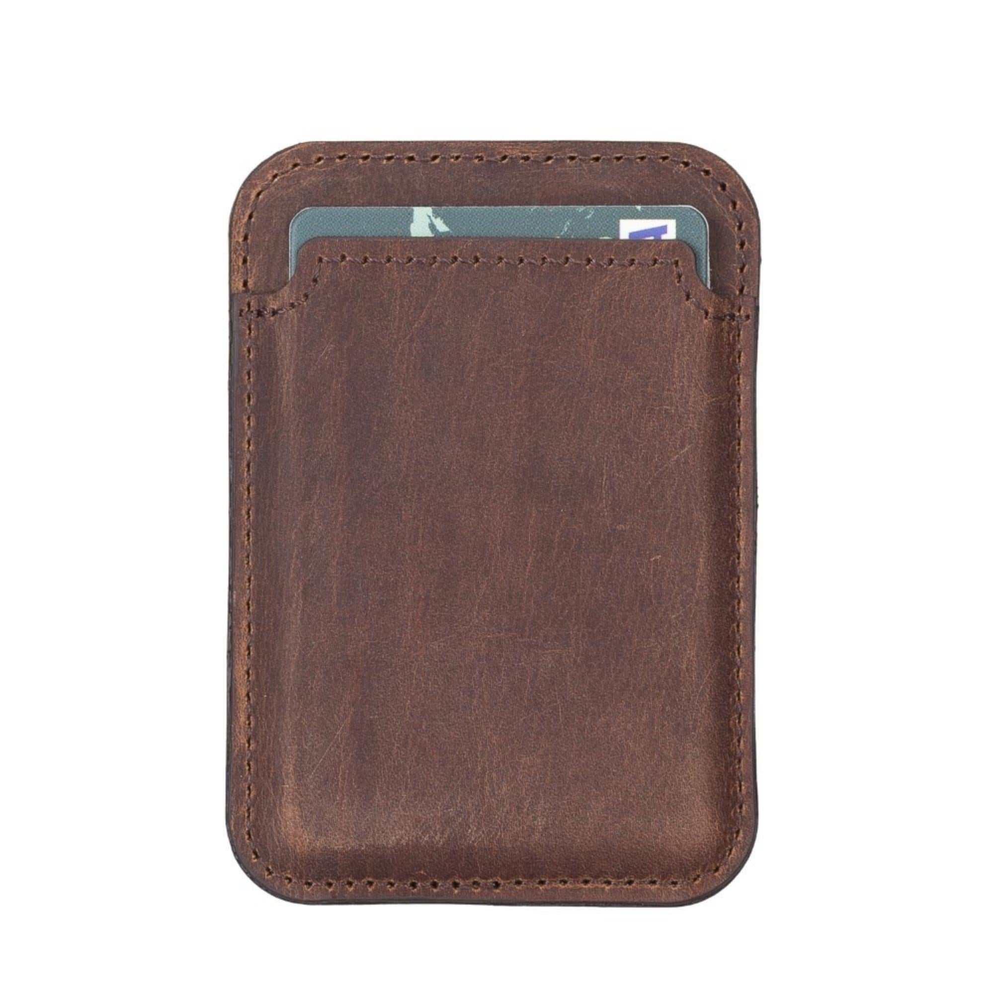 Cortland Full-Grain Leather Card Holder Wallet with Magnet, showcasing its elegant design and premium leather finish.