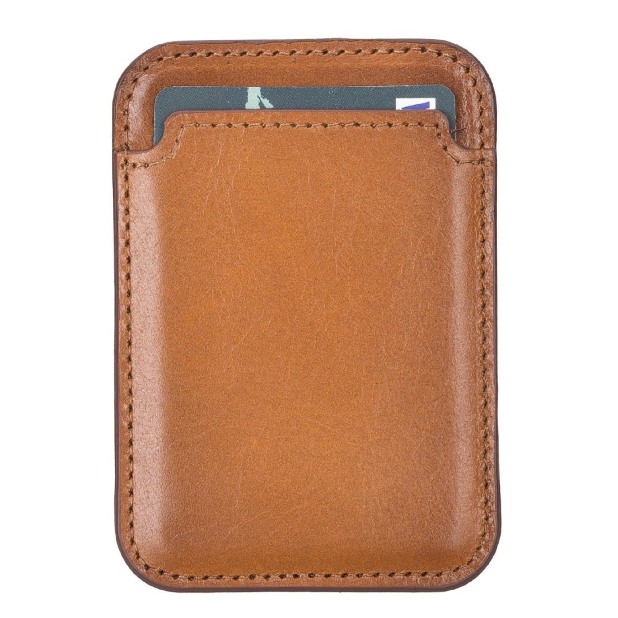 Cortland Full-Grain Leather Card Holder Wallet with Magnet, showcasing its elegant design and premium leather finish.